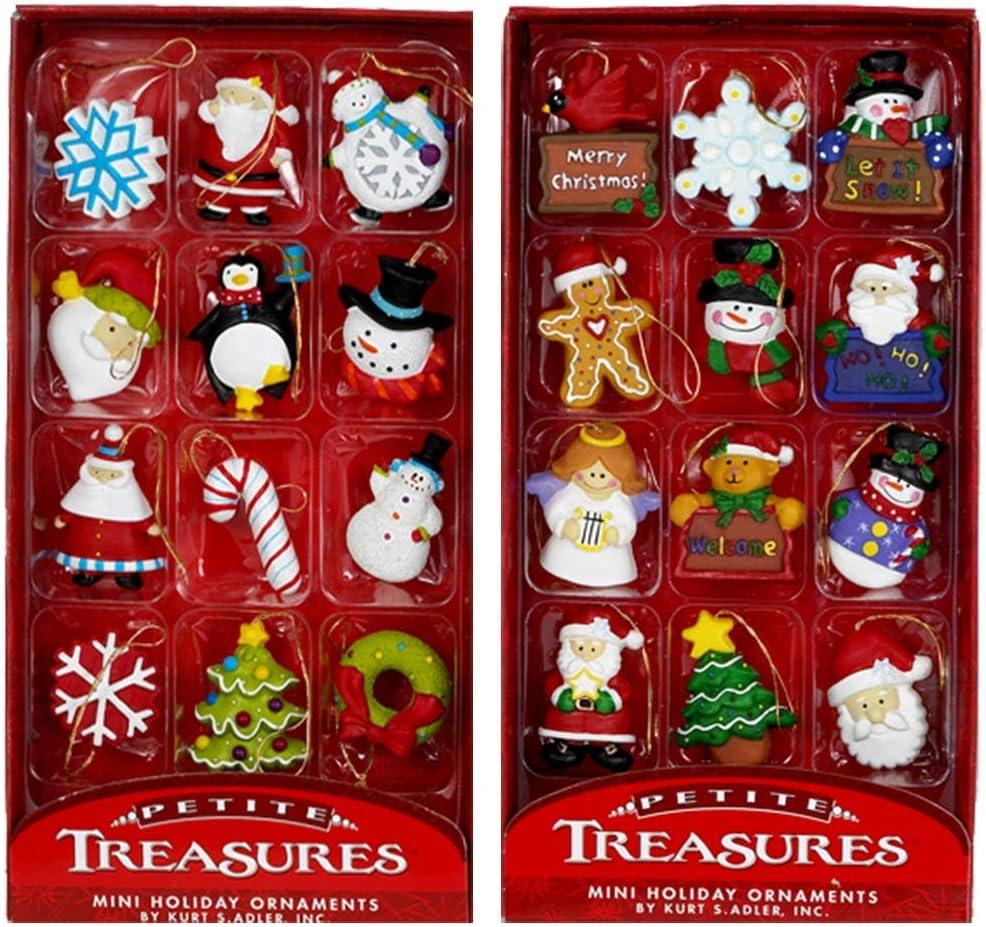 Petite Treasures Mini Resin Holiday Ornaments Set, 24-Piece