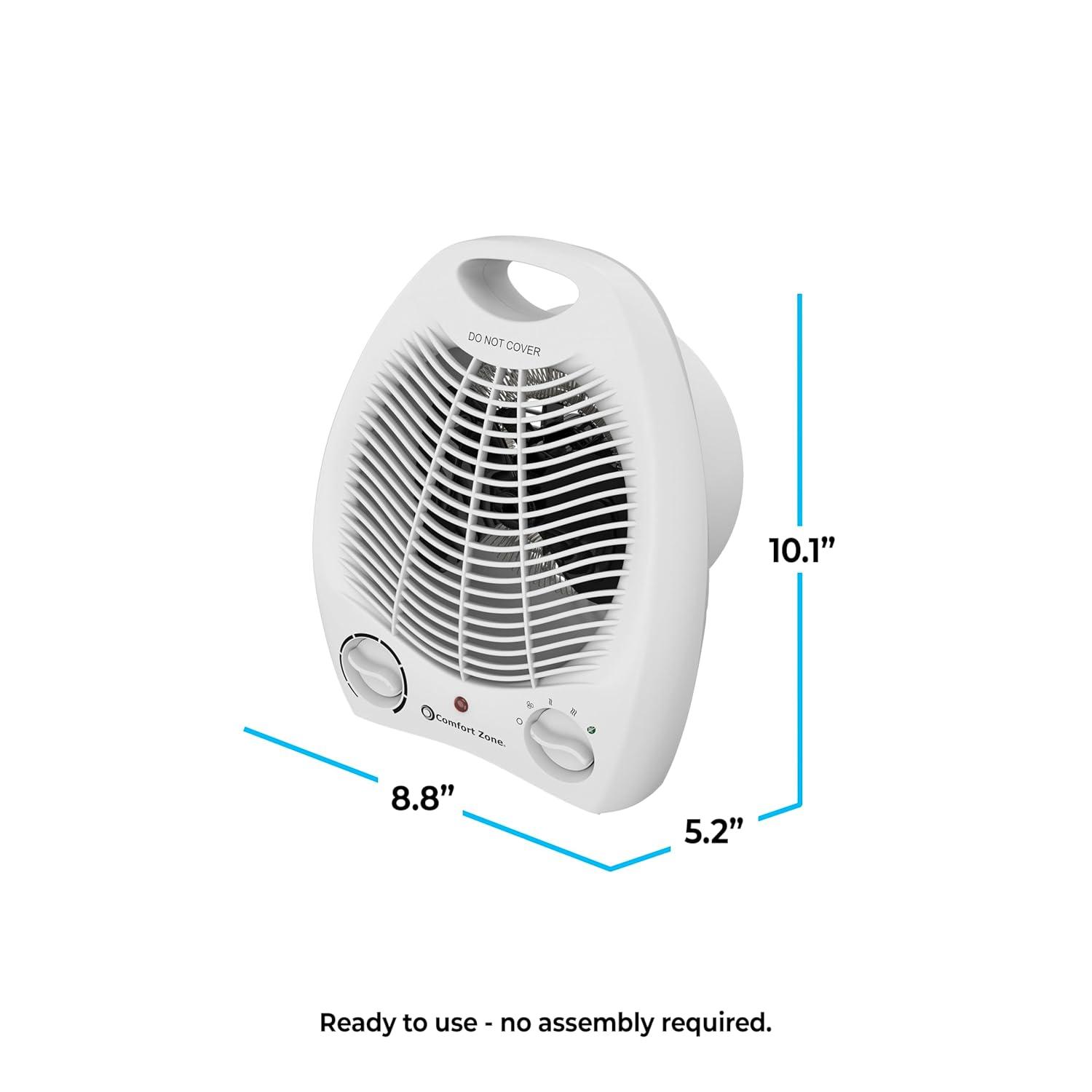 Comfort Zone Fan-Forced Portable Space Heater with Thermostat, Black
