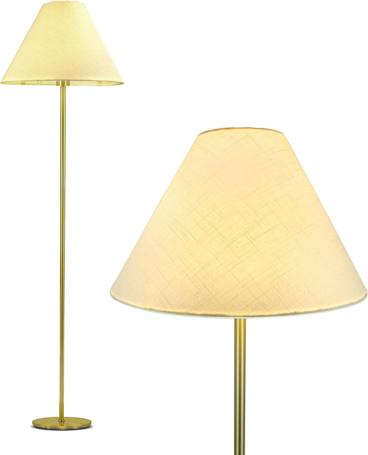 Brightech Mika – Free Standing Classic Floor Lamp – Elegant Tall Pole Lamp for Living Room or Bedroom – Mid-Century Modern Stand Up Lamp with A-Line Open Shade and LED Bulb – Gold/Antique Brass