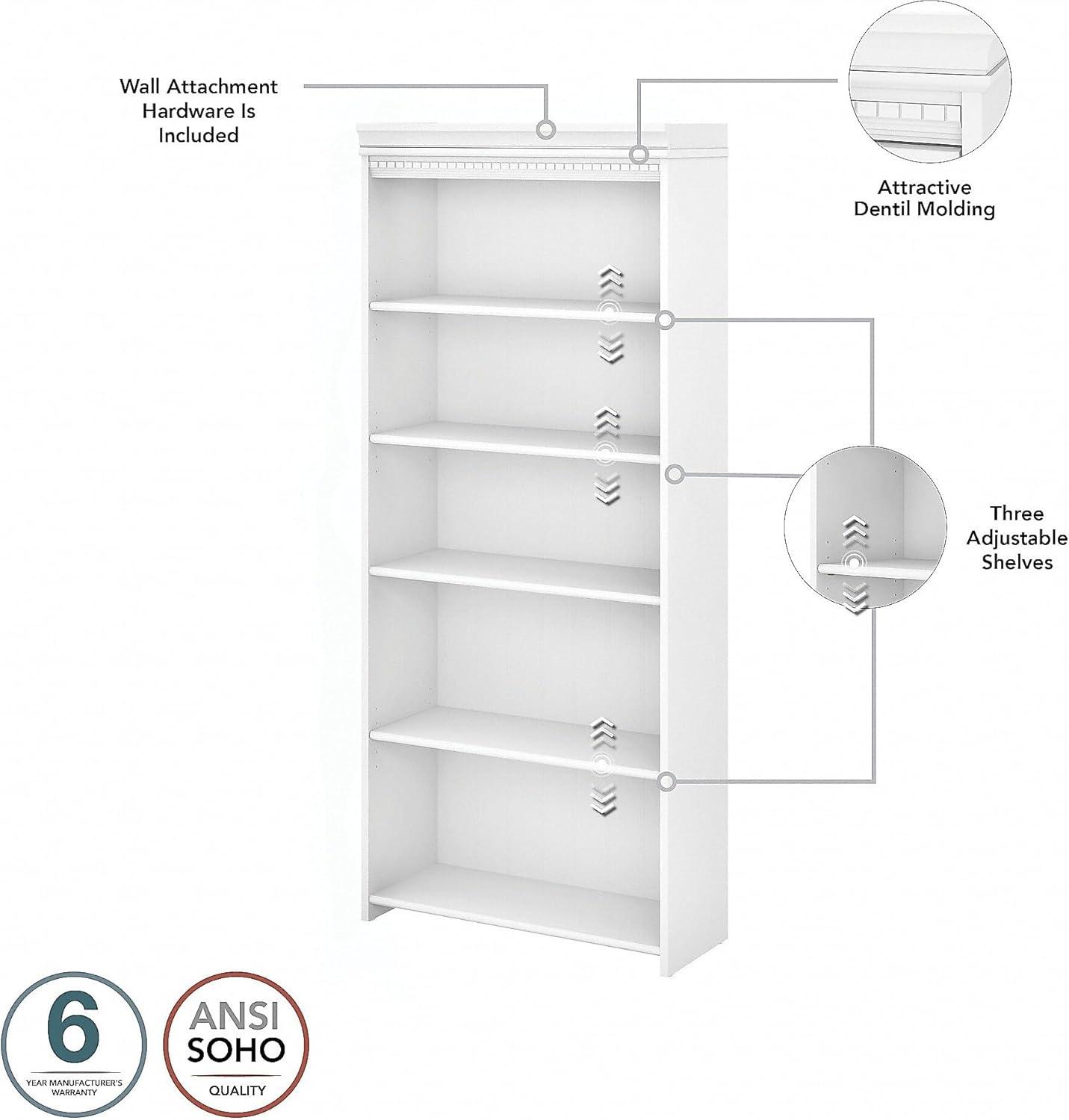 Fairview L Desk 4 Pc Set with Storage in White and Gray - Engineered Wood