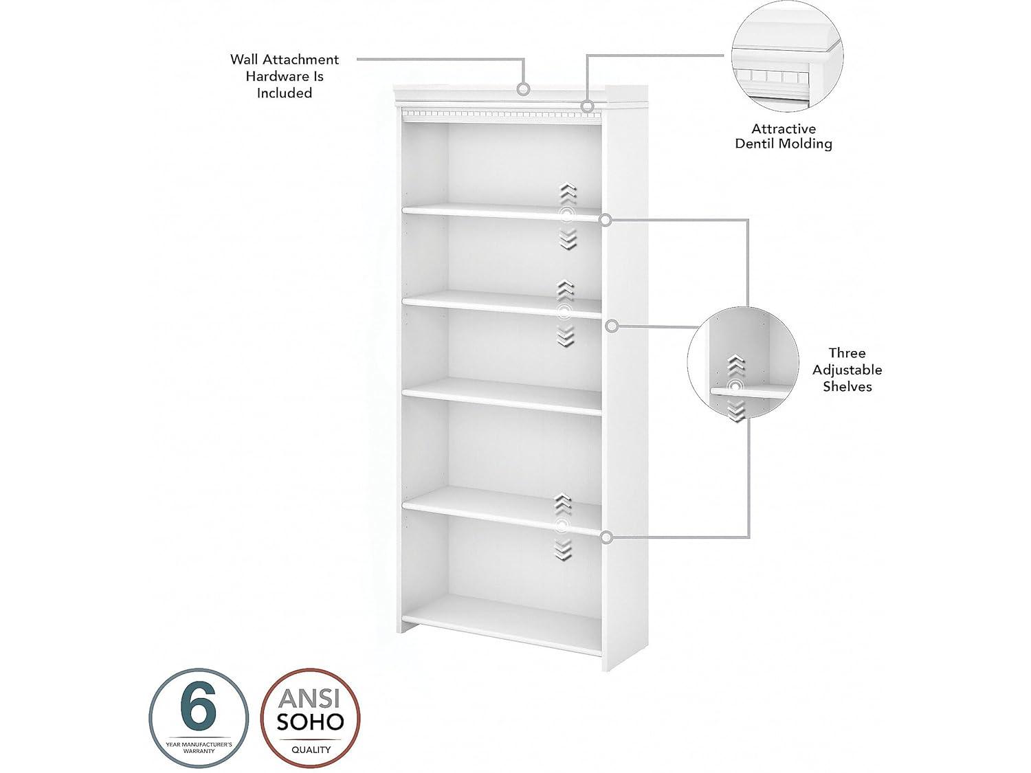 Fairview L Desk 4 Pc Set with Storage in White and Gray - Engineered Wood