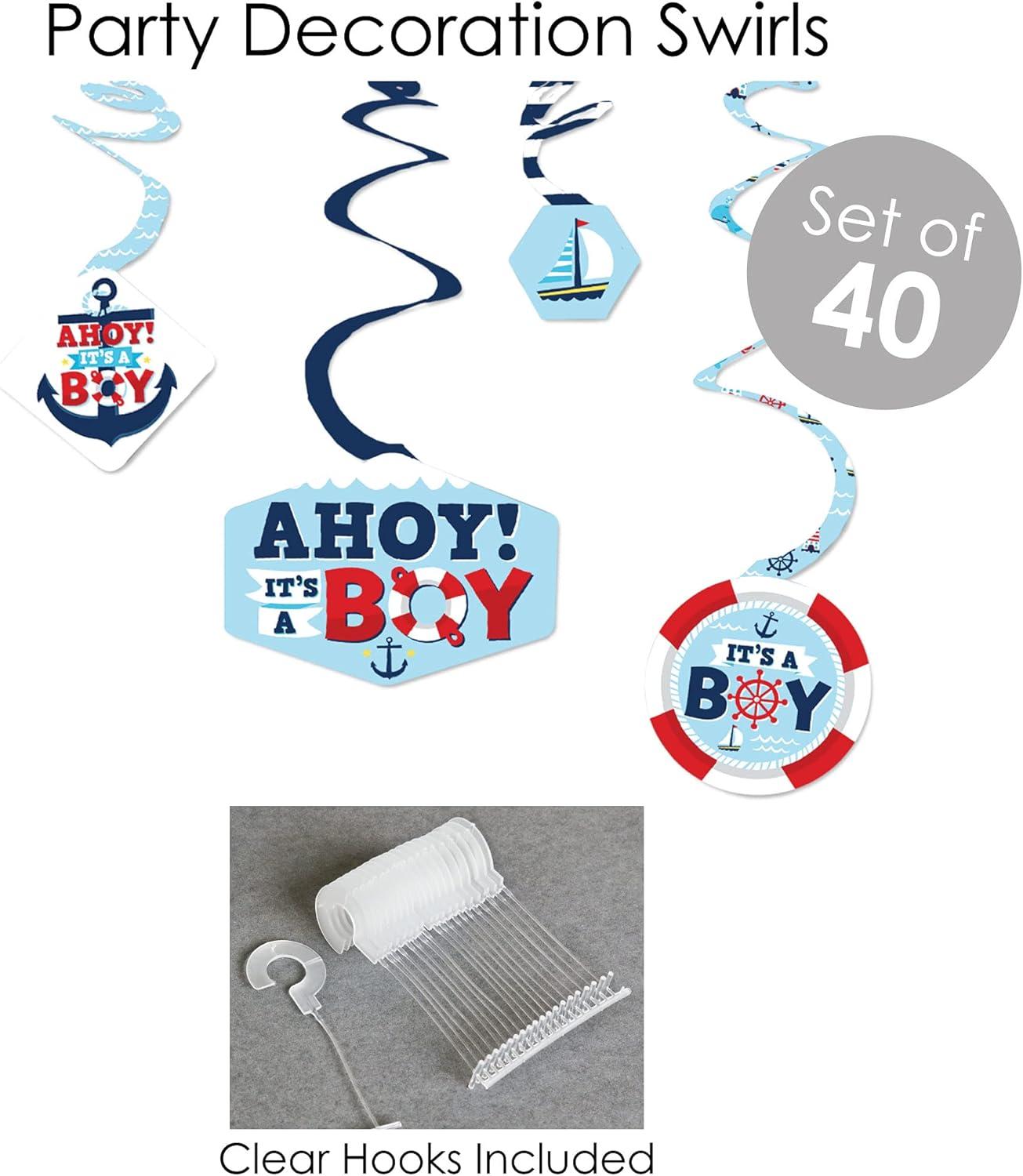 Big Dot of Happiness Ahoy It's a Boy - Nautical Baby Shower Supplies - Banner Decoration Kit - Fundle Bundle