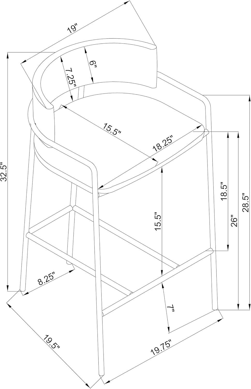 Newline Comstock Upholstered Low Back Stool Grey And Gold