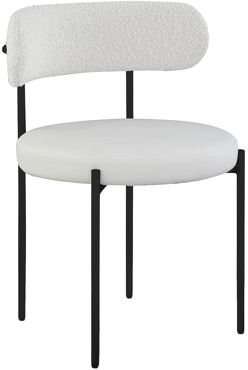 Beacon Cream Boucle Fabric Dining Chair with Black Metal Frame, Set of 2