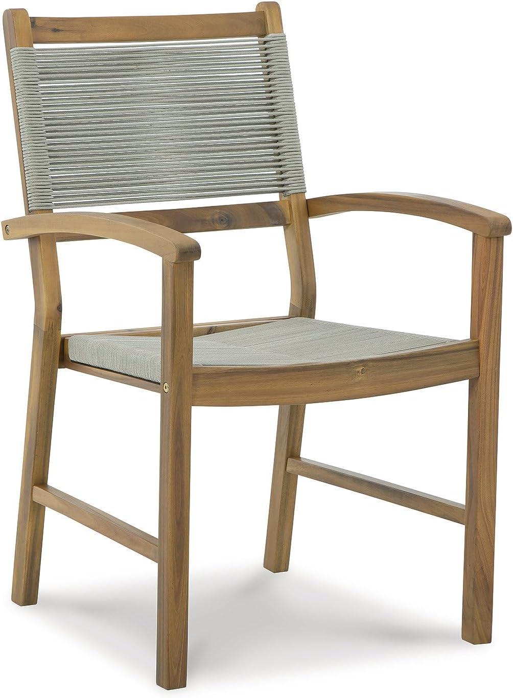 Signature Design by Ashley Janiyah Rope Back Outdoor Dining Arm Chair (Set of 2), Light Brown