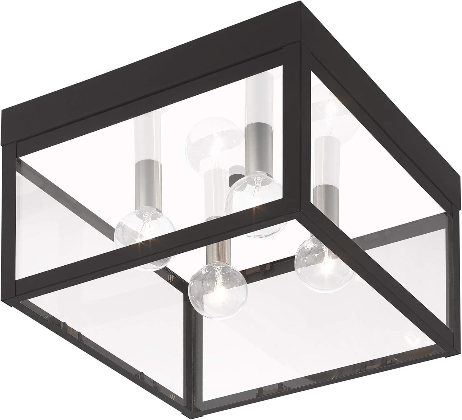 Livex Lighting Nyack 4 Light Outdoor Ceiling Mount in Black