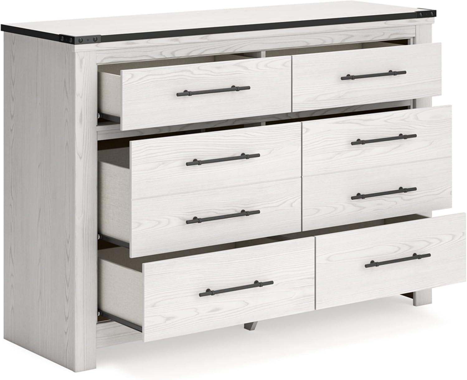 White Farmhouse Double Dresser with Pewter Handles