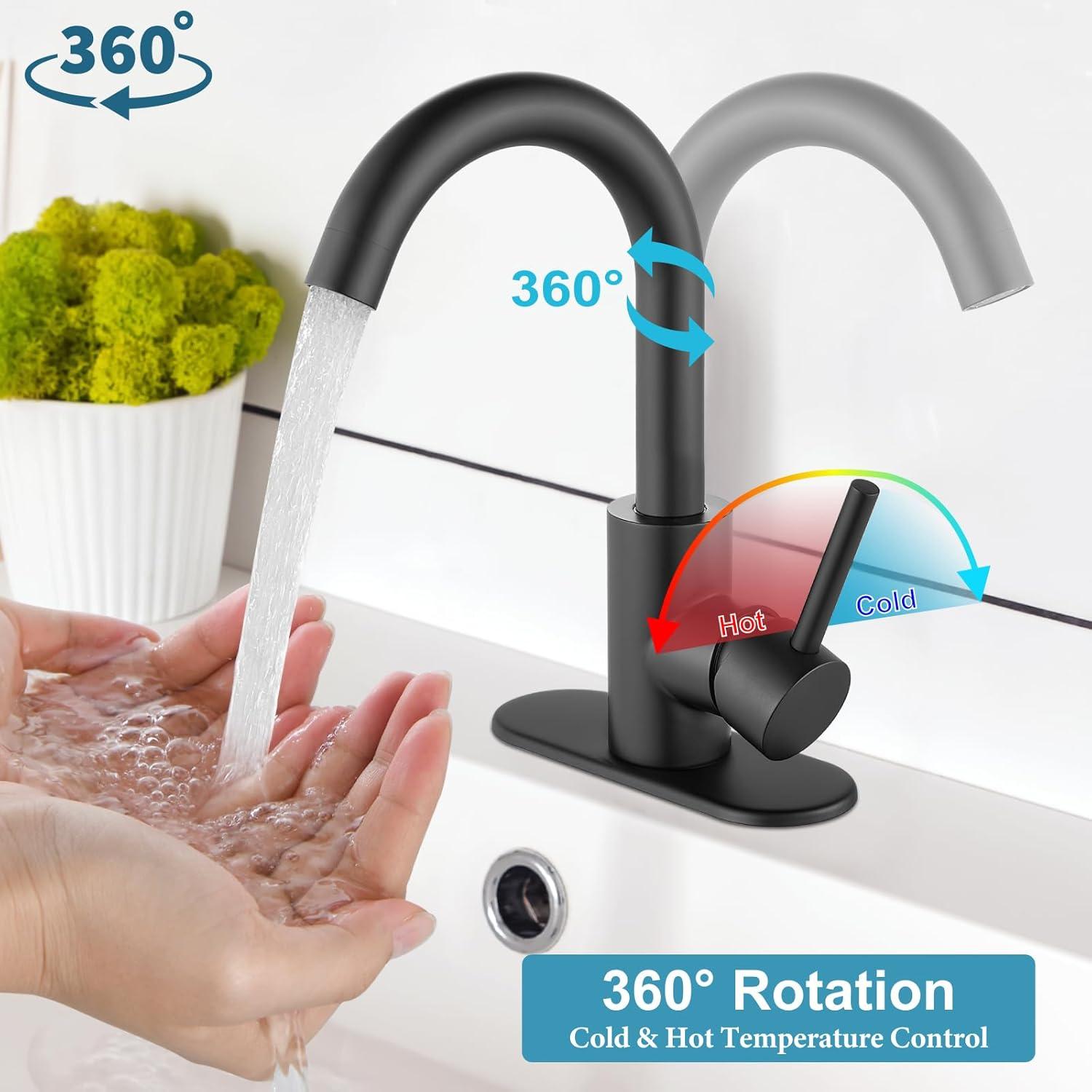 Matte Black Stainless Steel Single Handle Deck Mount Faucet