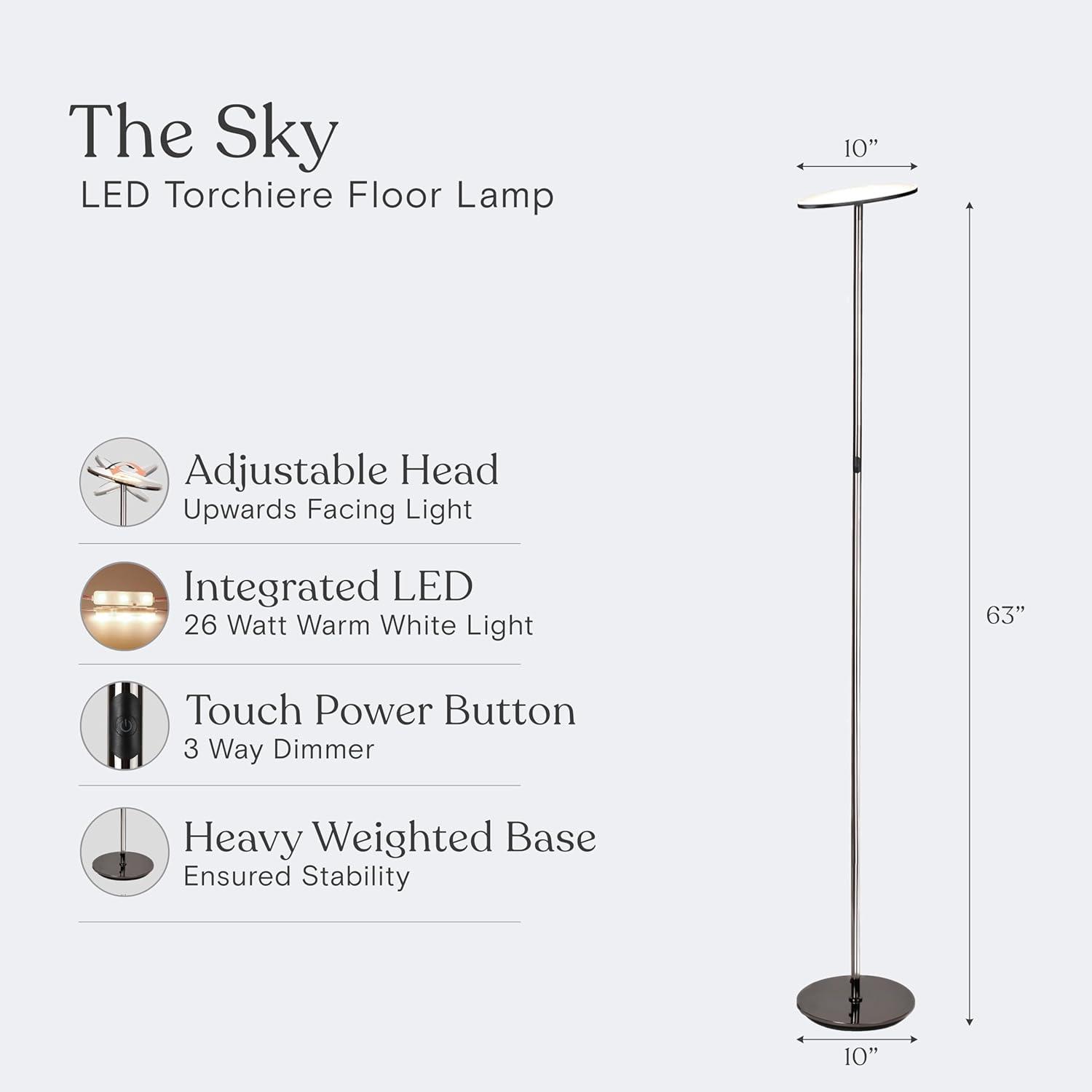 Industrial 1-Light Dimmable LED Floor Lamp with Adjustable Head