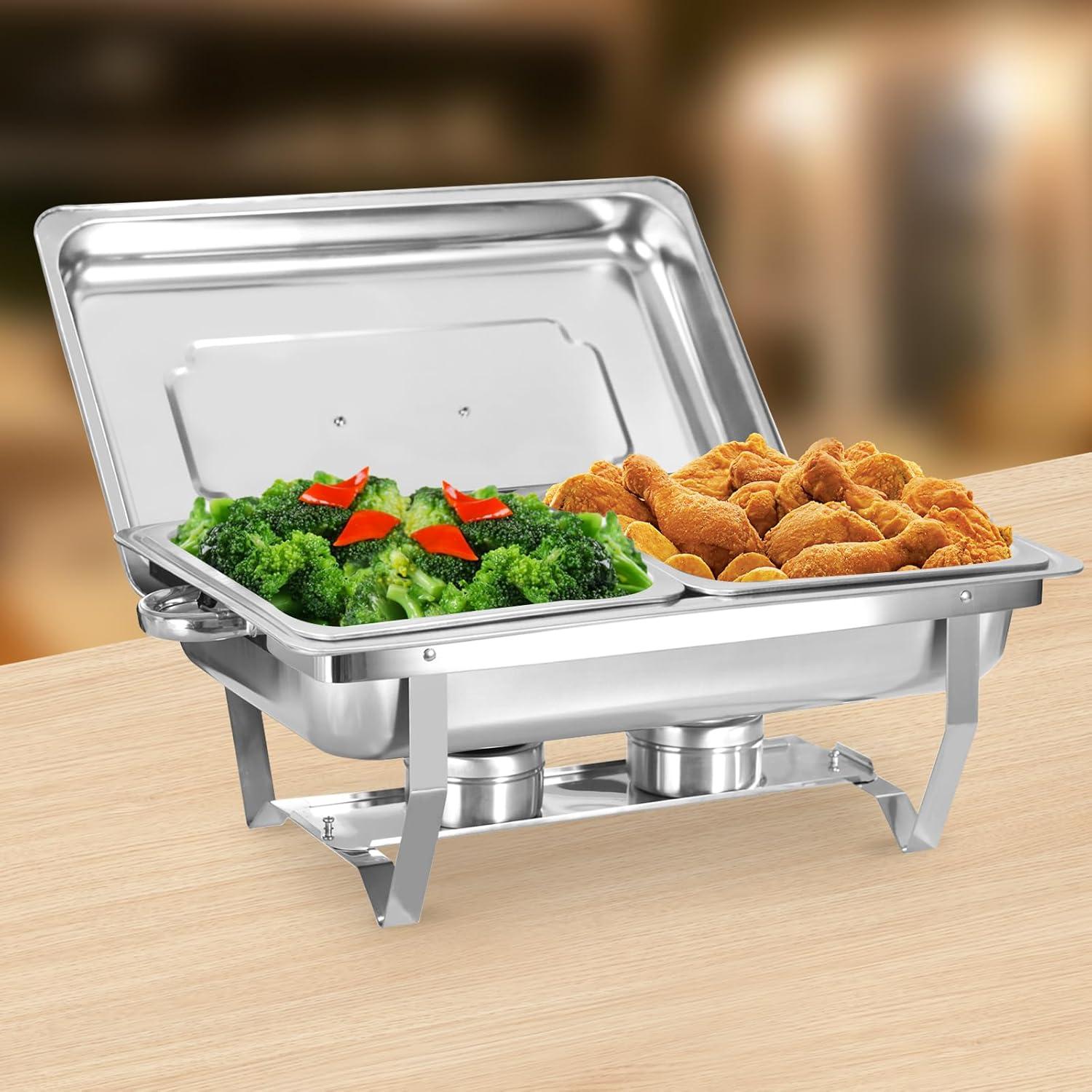 The Party Aisle™ Chafing Dishes For Buffet 4 Pack, 8 Qt Stainless Steel Chafers And Buffet Warmers Sets With Lid, Rectangle Serving Food Warmer Catering Supplies Buffet Display For Parties
