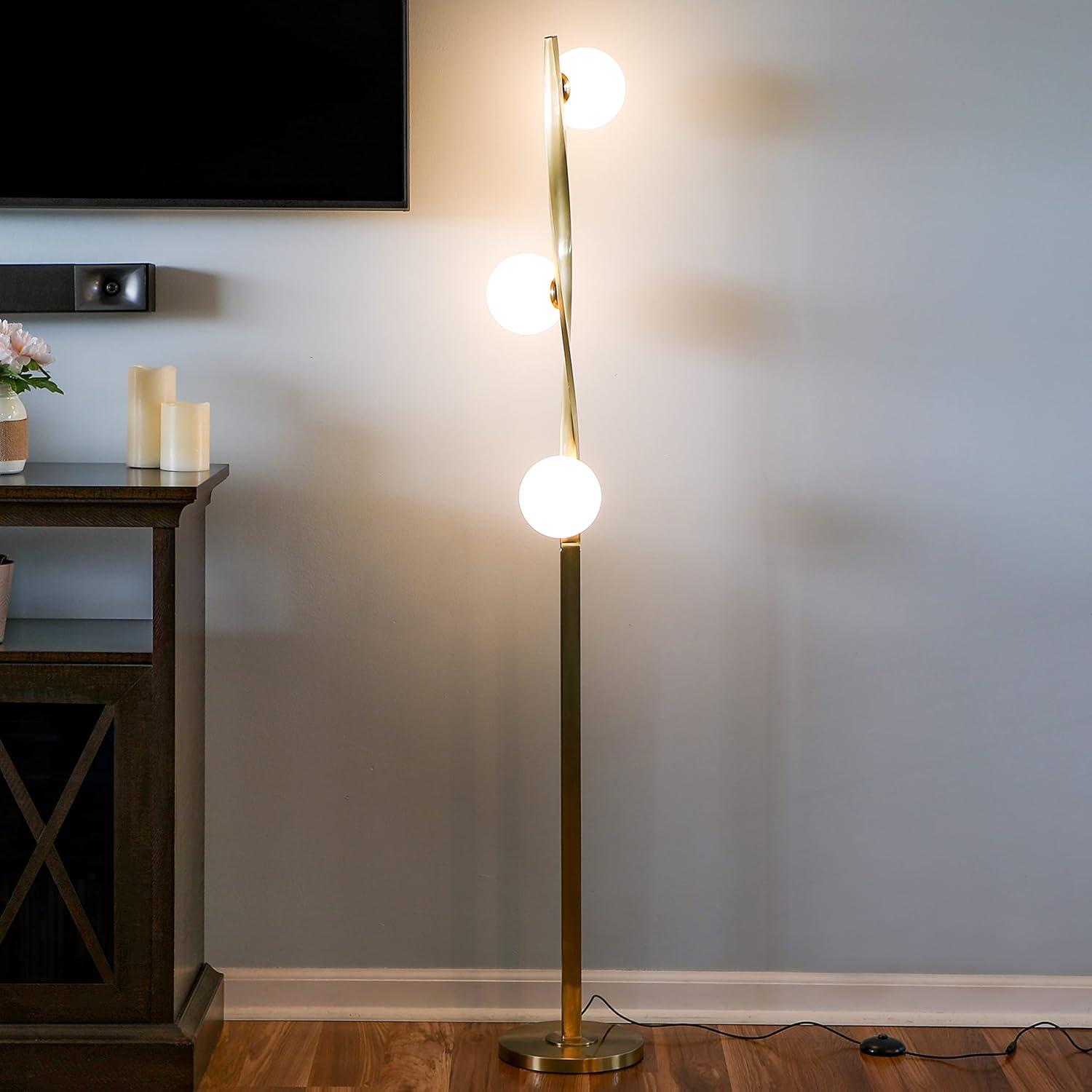 Brightech Nola 60 in. Industrial 3-Way Dimming LED Floor Lamp with 3 Glass Globe Shades