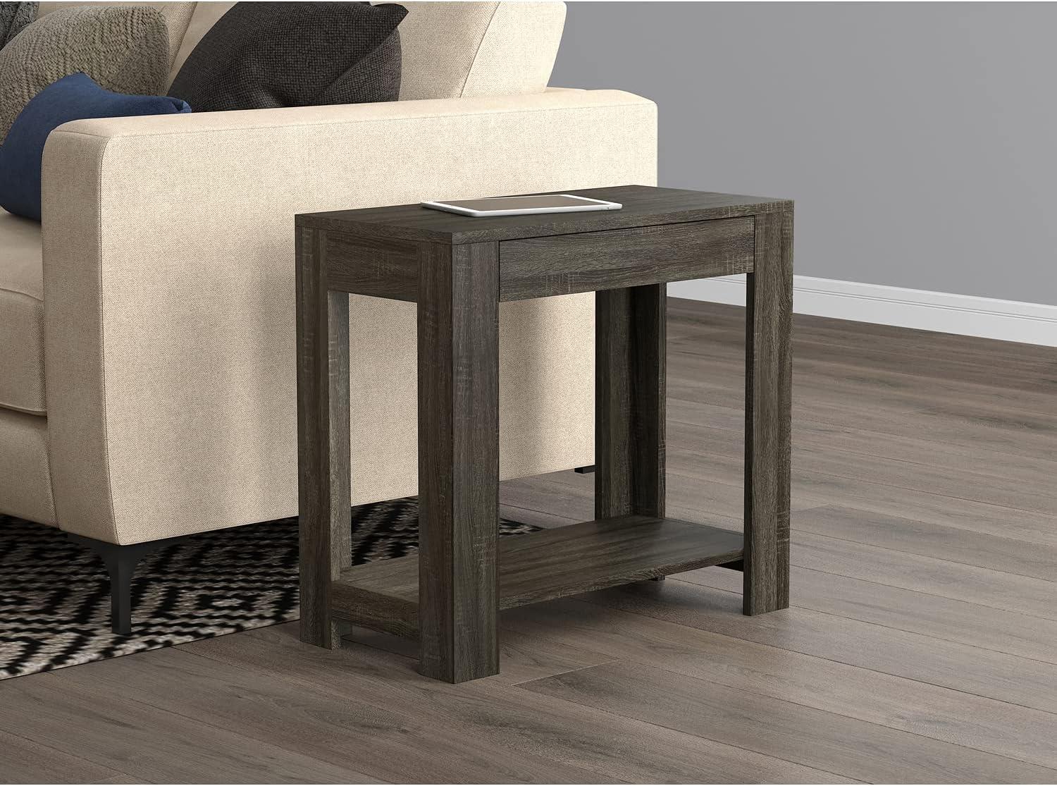 Sleek 24" Gray Wood and Metal End Table with Hidden Storage