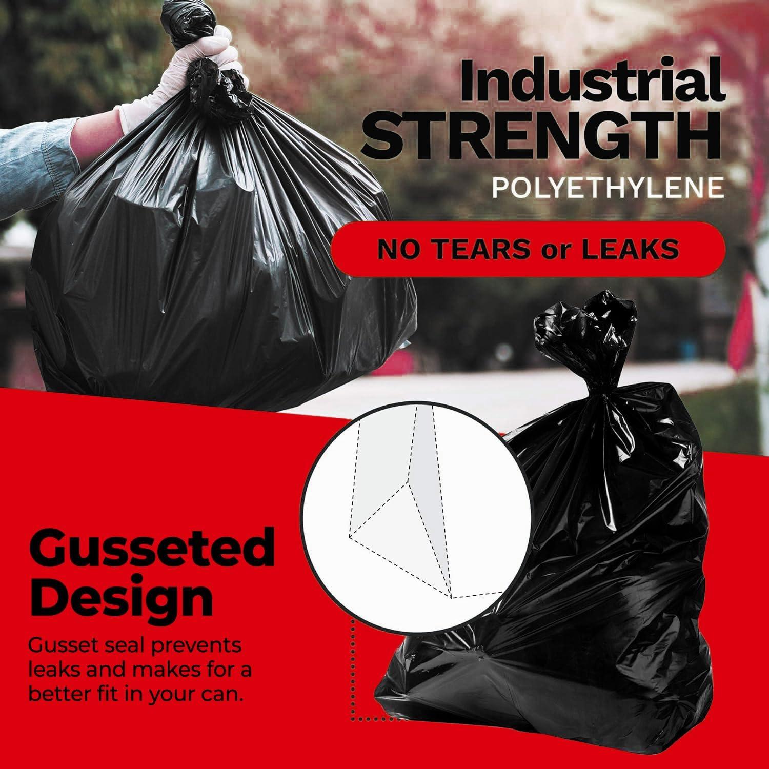 ToughBag 55 Gallon Trash Bags, 2.5 Mil Contractor Bags, 32 Count - Made in USA