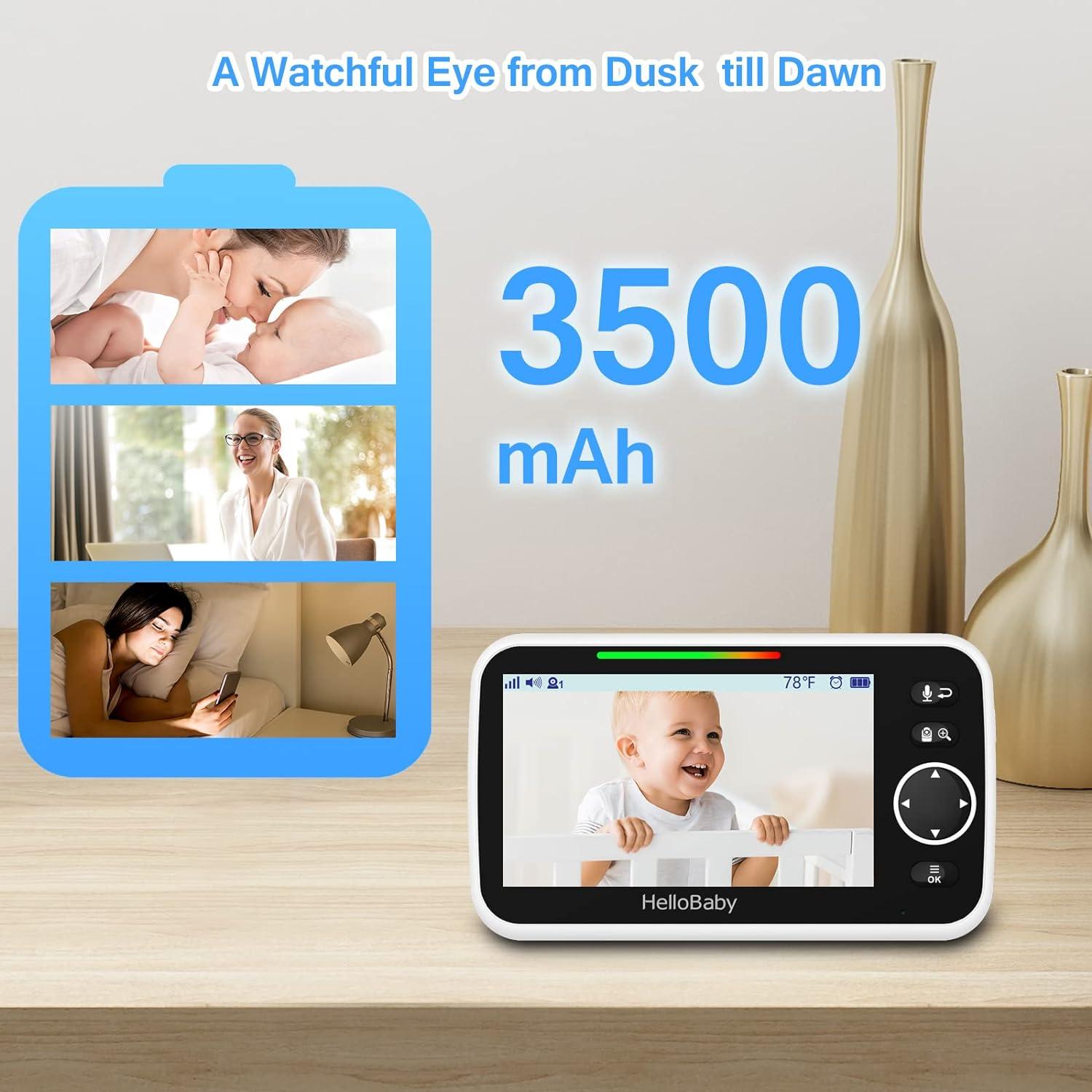 HelloBaby 5'' Black and White Wireless Baby Monitor with Night Vision