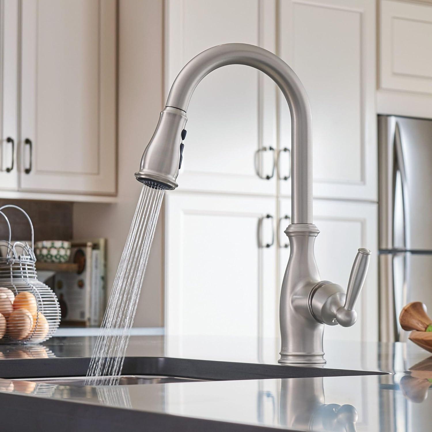 Brantford Pull Out Single Handle Kitchen Faucet with PowerBoost and Reflex