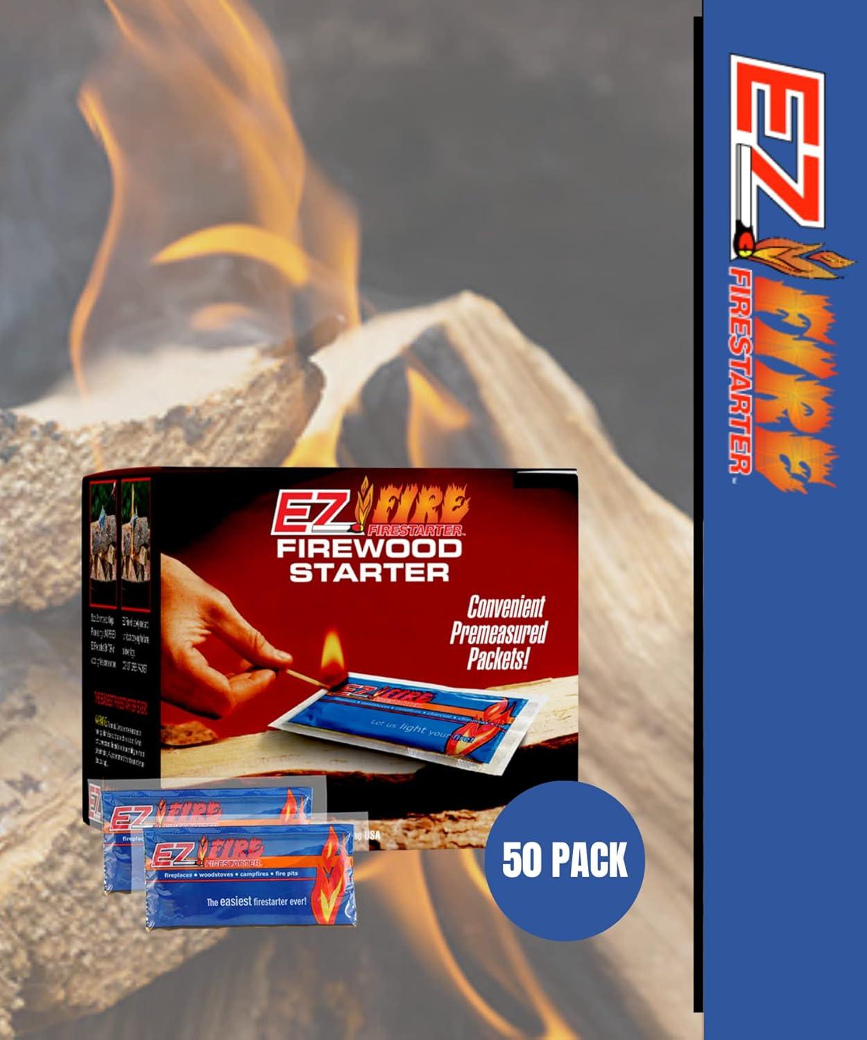 EZ Fire Waterproof Windproof Fire Starter Pack for Wood Stoves and Campfires
