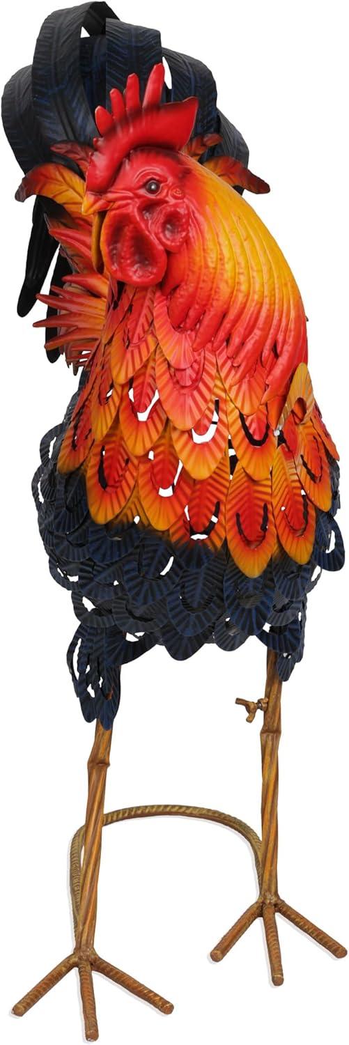 25"H Metal Colorful Rooster Decor Statue for Garden, Patio & Lawn