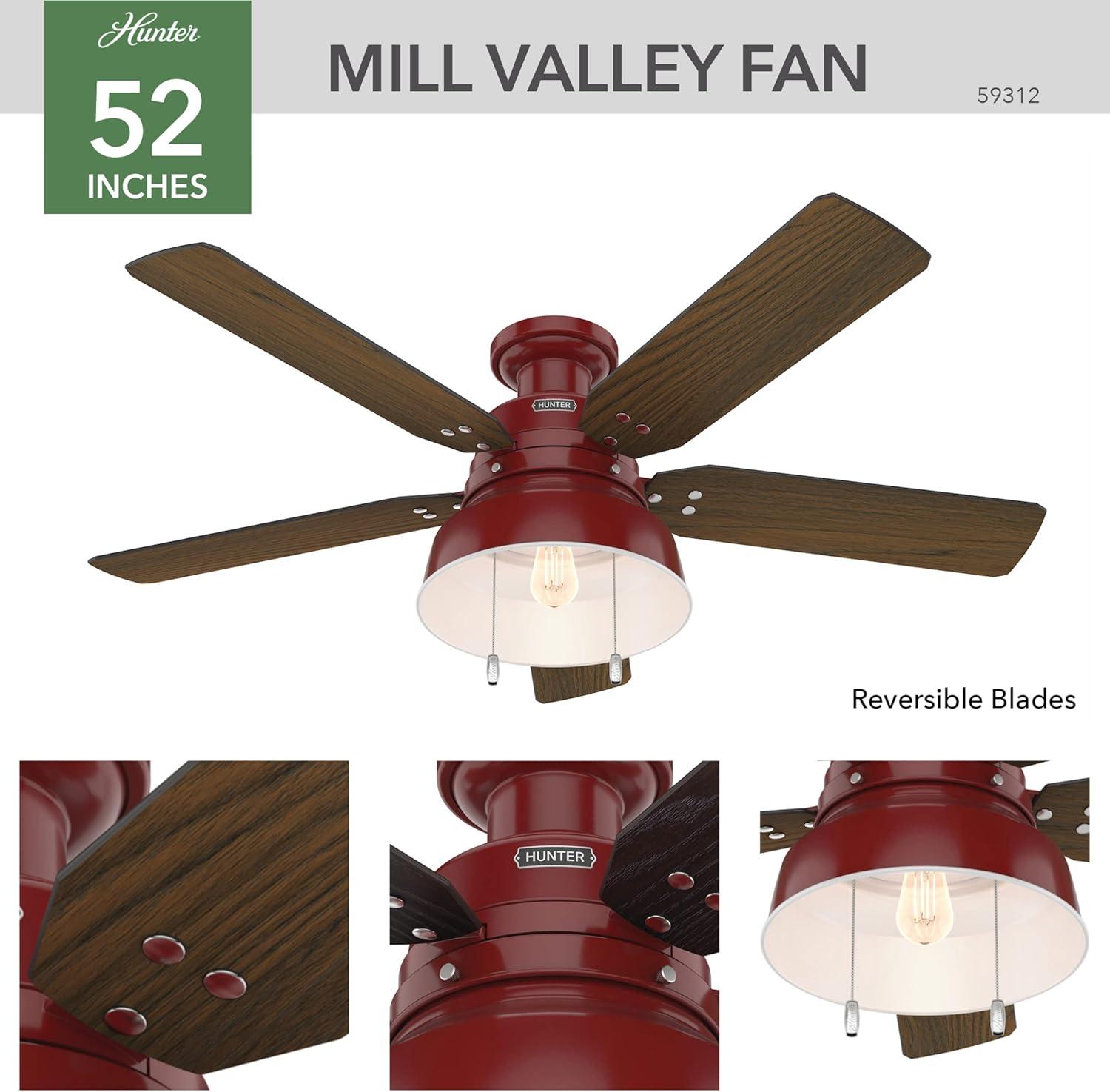 52" Mill Valley 5-Blade Outdoor Ceiling Fan with Light Kit