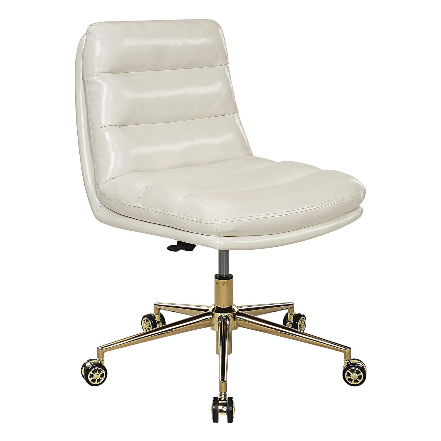 Legacy Office Chair in Cream Faux Leather with Gold Base
