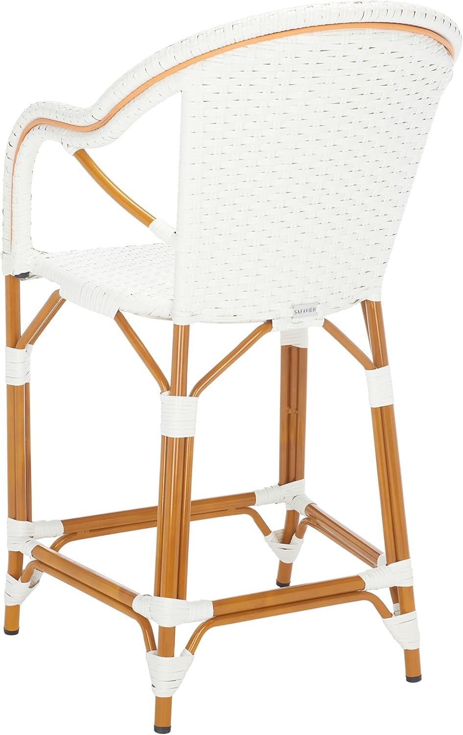 California Counter Stool With Arms - Indoor/Outdoor - PAT7533 - White - Safavieh