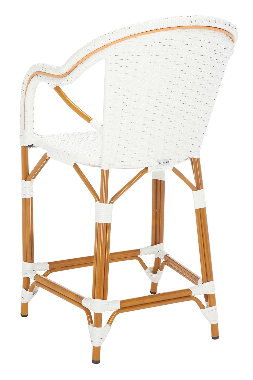 California Counter Stool With Arms - Indoor/Outdoor - PAT7533 - White - Safavieh