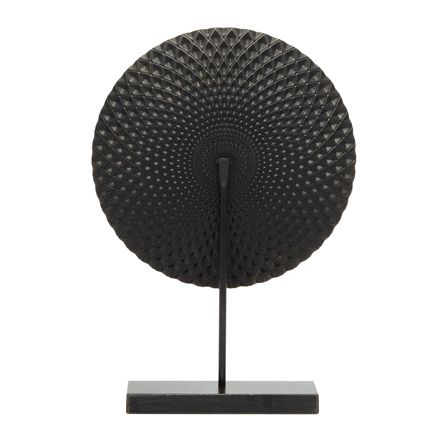 Dakota Fields Diahna Metal Geometric Decorative Gray Sculpture with Black Base