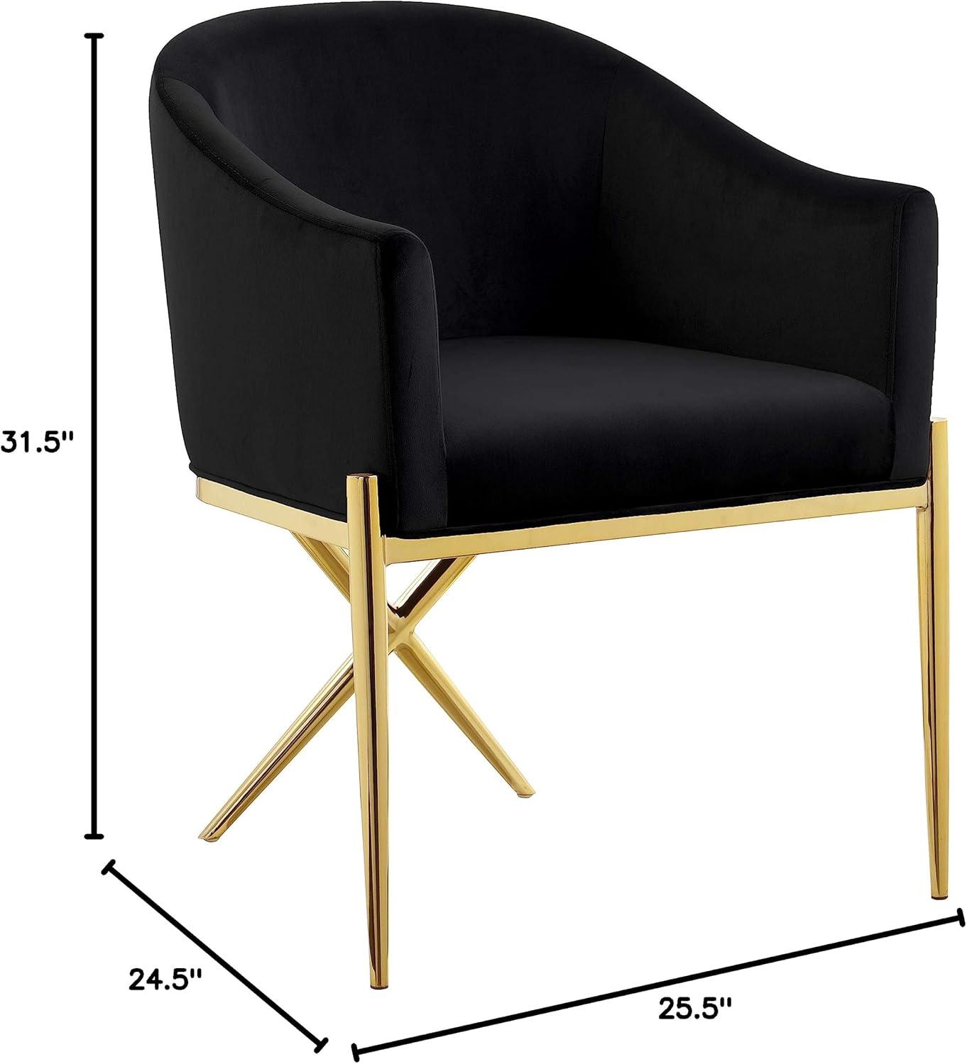 Xavier Black Velvet Gold Upholstered Arm Chair