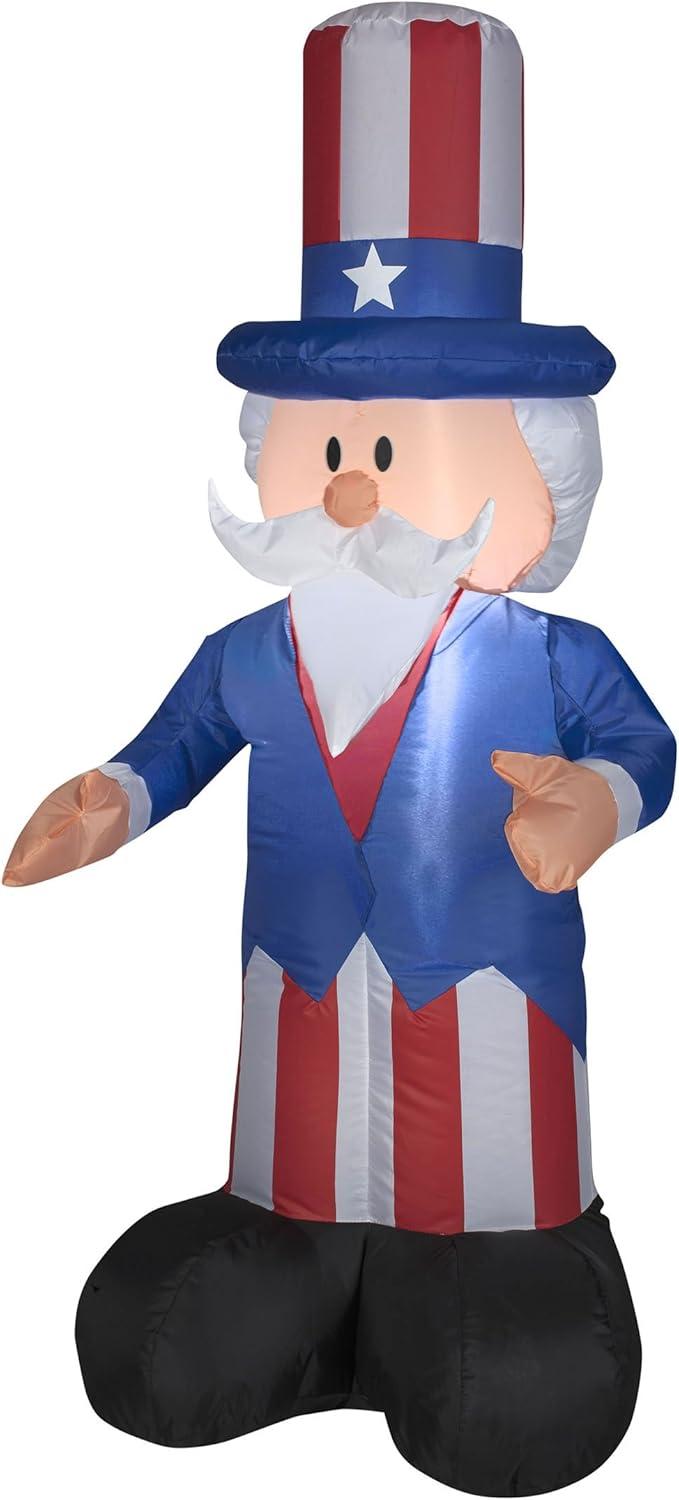 Gemmy Airblown Inflatable Uncle Sam, 4 ft Tall, Blue