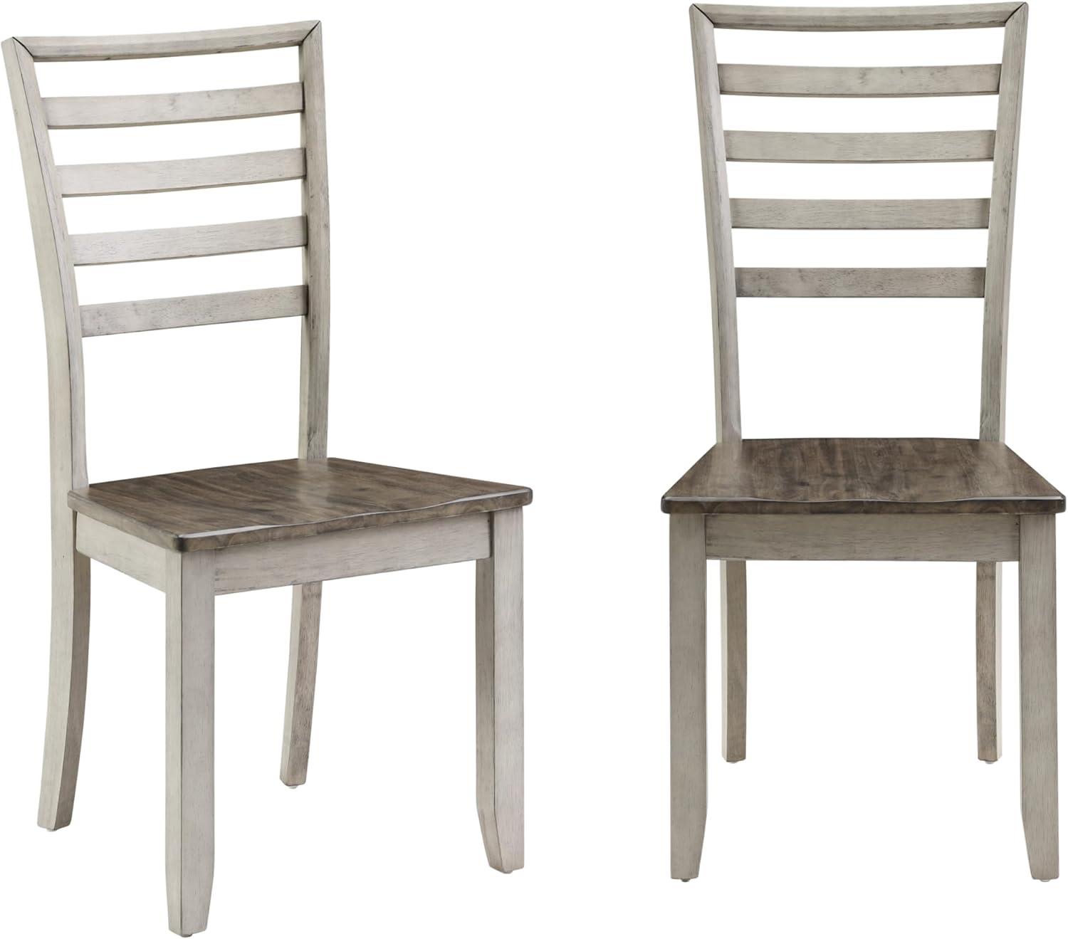 Smoky Honey Gray Ladderback Wood Side Chair Set