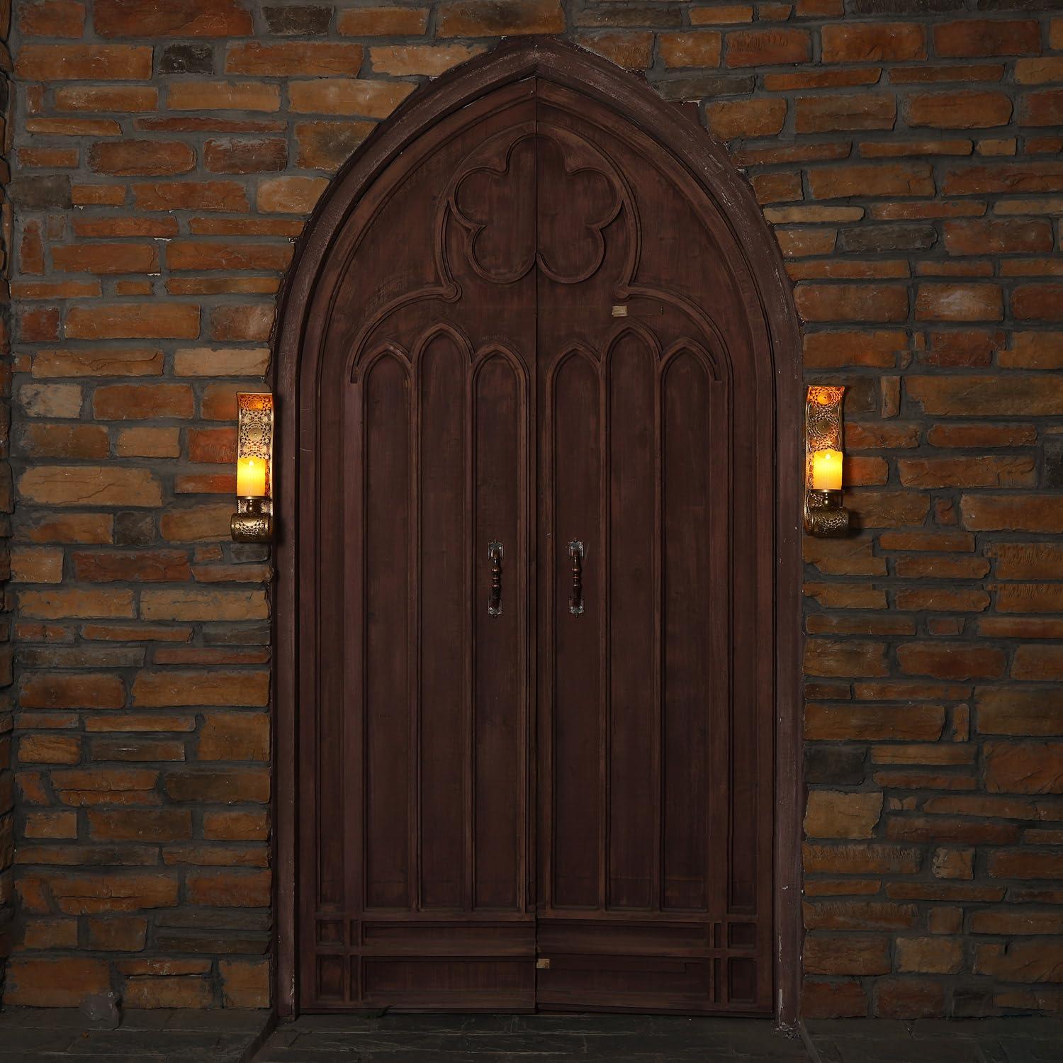 Wall Candle Sconce Set of 2,Gold Metal Wall Mount Candle Holder，Spanish Baroque Hollow Carving Wall-Mounting Sconces for Living Room, Bathroom, Dining Areas,Hallways Decorations