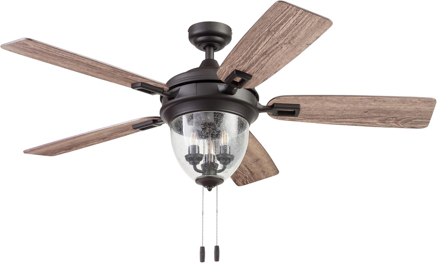 52" Glencrest 5 - Blade Standard Ceiling Fan with Pull Chain and Light Kit Included