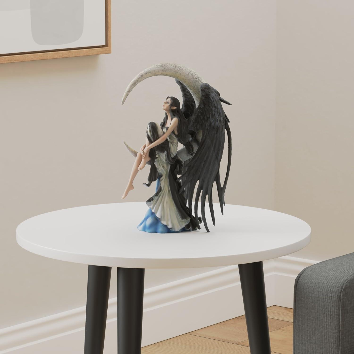 Moon Stargazer Black Wing Fairy Resin Figurine