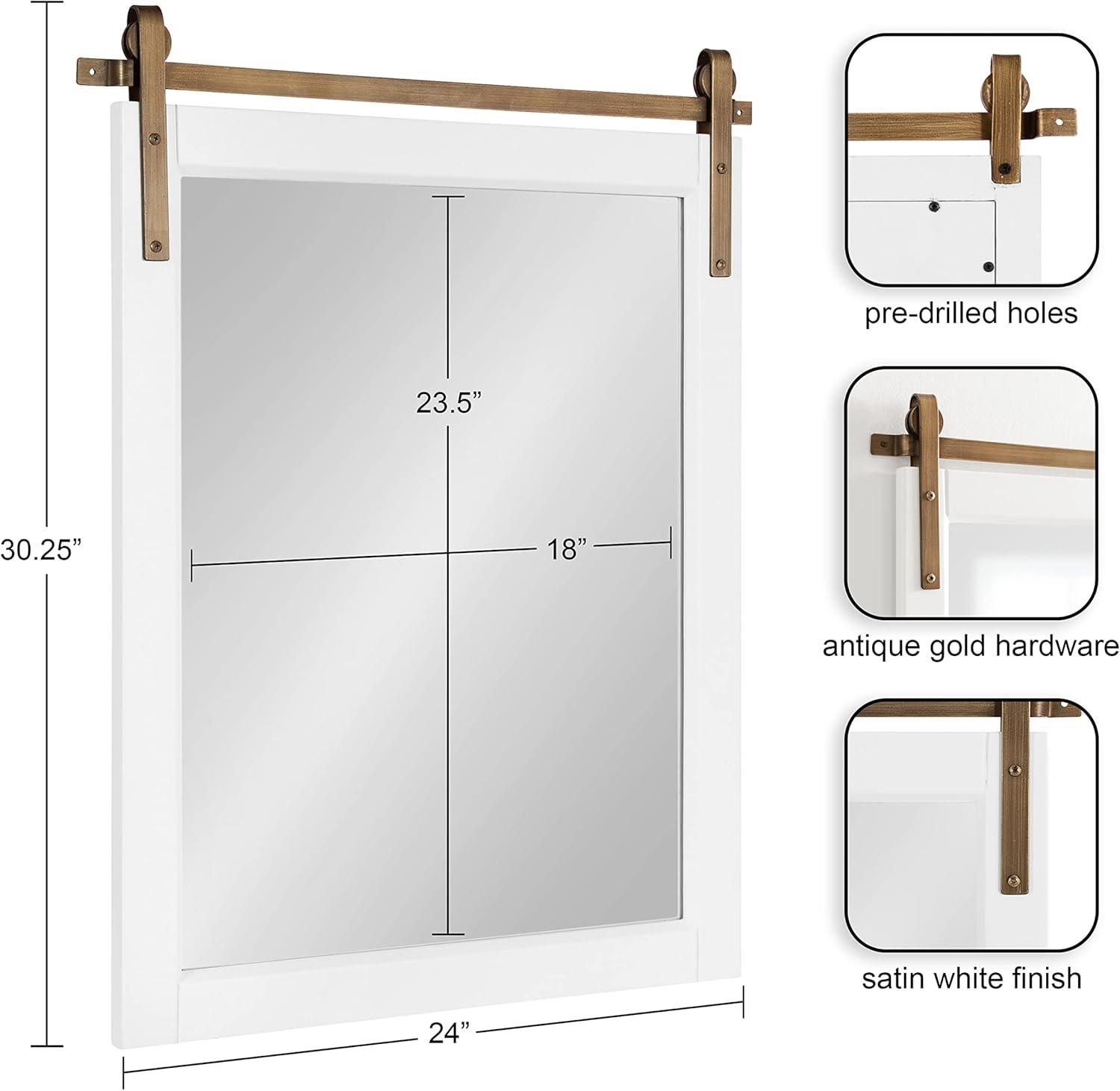 White and Gold Rectangular Wood Framed Wall Mirror