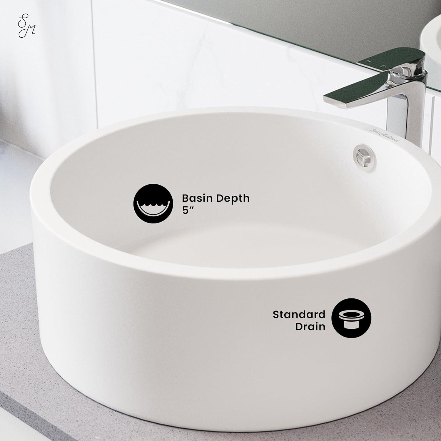 Swiss Madison Monaco Round Ceramic Bathroom Vessel Sink SM-VS252MW