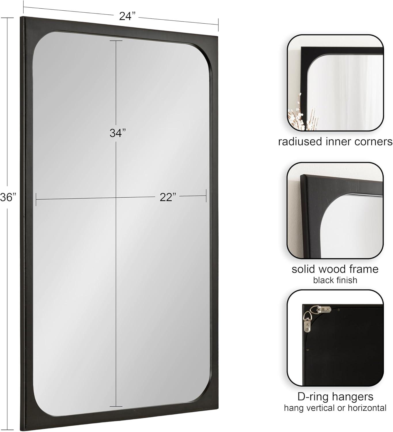 Kate & Laurel All Things Decor 24"x36" Kenai Framed Wall Mirror Walnut Brown: Modern Rectangular Design, No Assembly Required