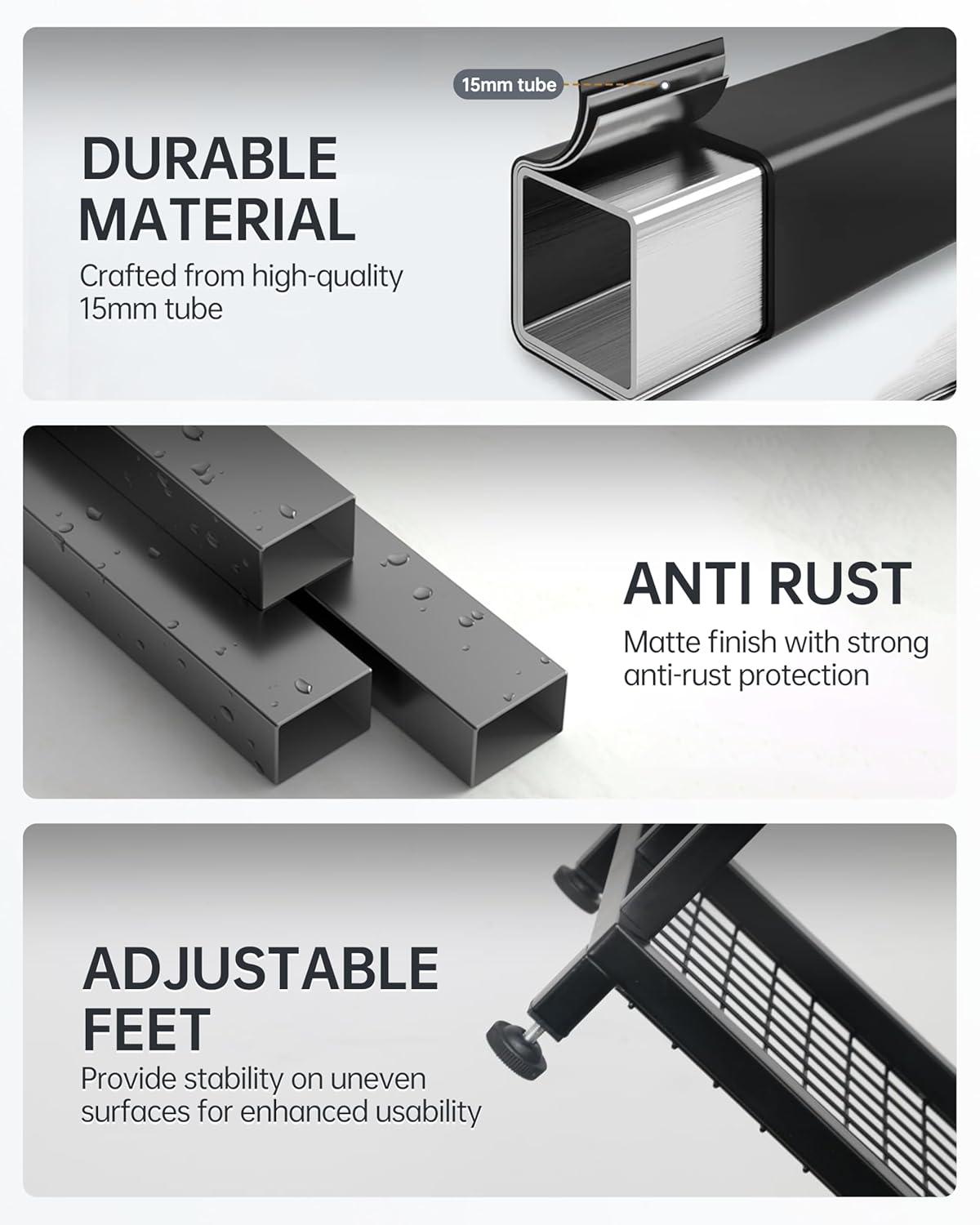 Black 41" H Free Standing 3 Tier Blanket Rack with 2 Storage Shelves - Anti-Rust Towel Rack for Bathroom, Outdoor, Bath & Pool (41"x16"x12")