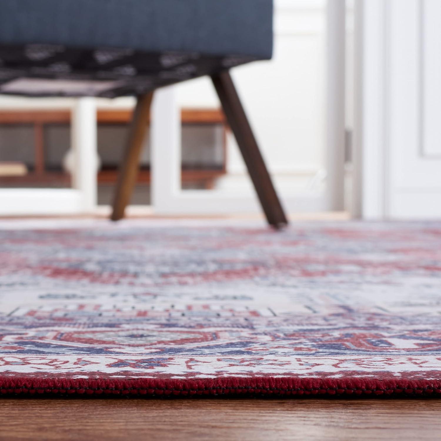 Tucson TSN101 Power Loomed Machine Washable Area Rug - Red/Navy - 8'x10' - Safavieh.