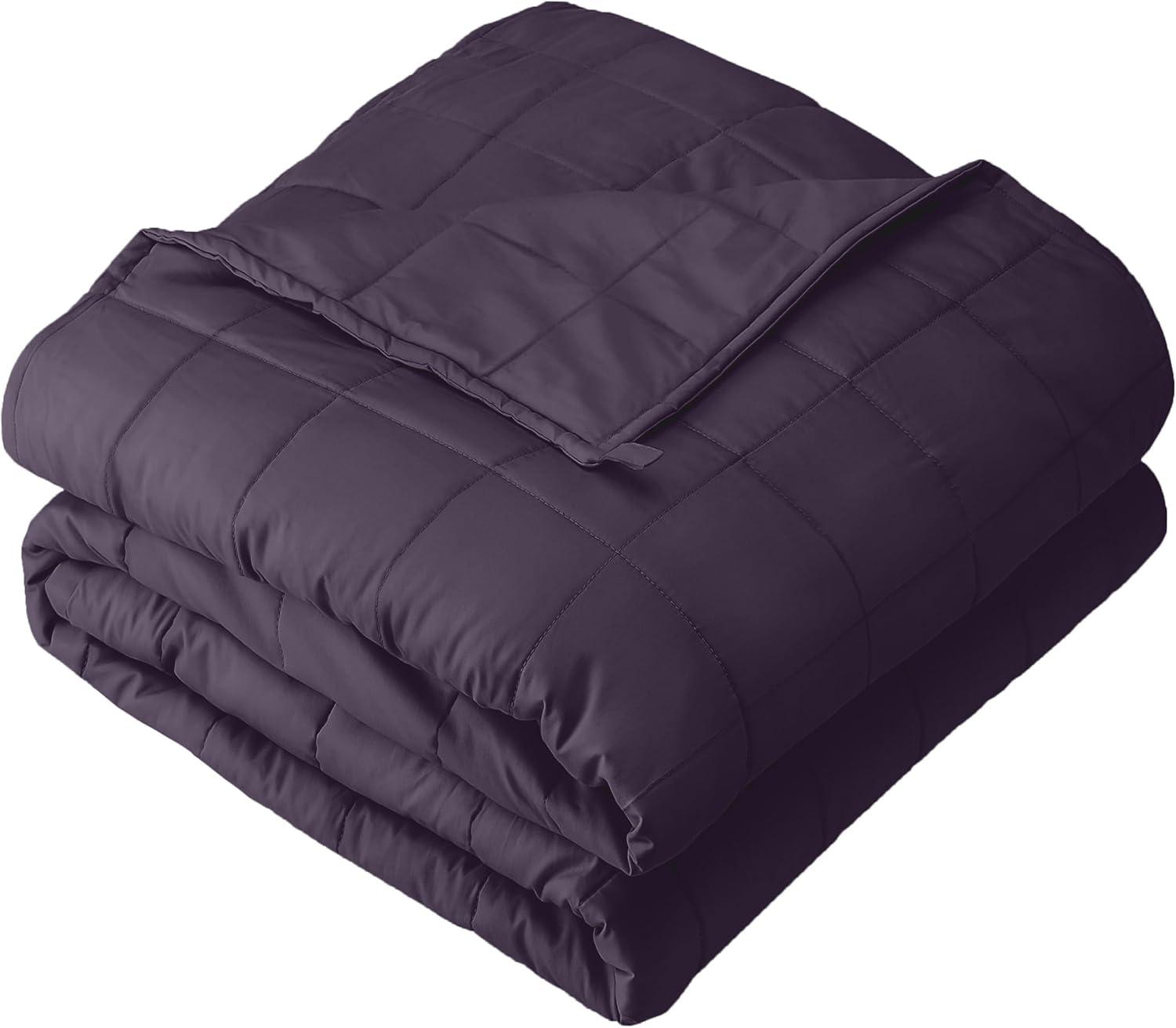 Bare Home 20 lbs Weighted Blanket for Adults - 60" x 80" - 210tc Twill Cotton, Eggplant