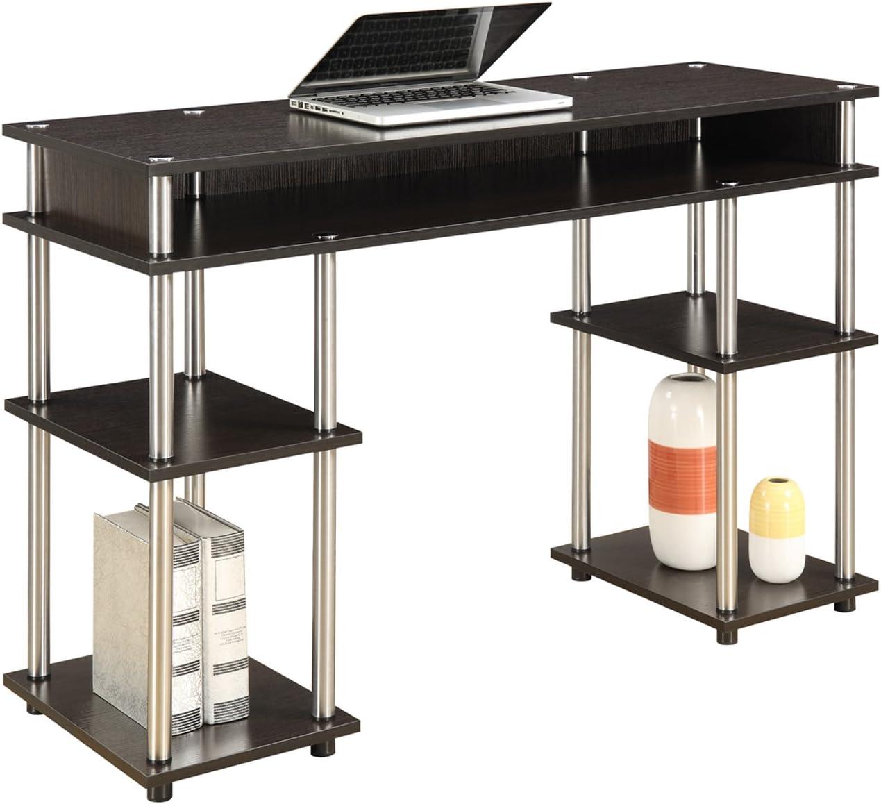 Convenience Concepts Designs2Go 30 inches Tall No Tools Student Desk with Shelves, Espresso