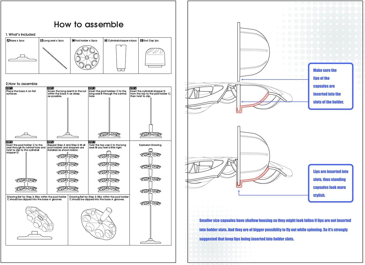 APPENIN WINTER PARK CORP Rotary Coffee Pod Capsules Carousel Holder Organizer Compatible With 40 Nespresso Vertuoline Capsules (Black)