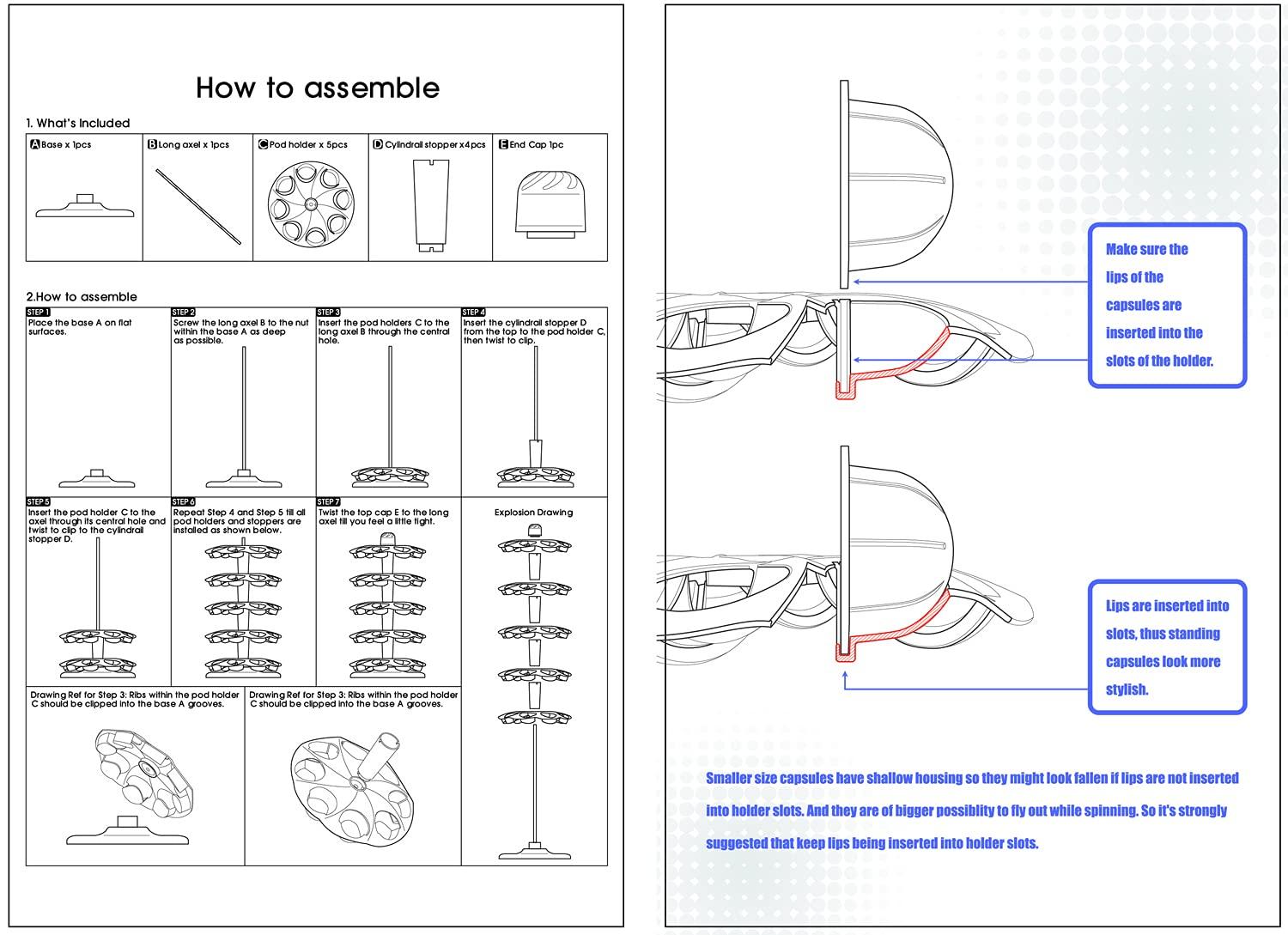 APPENIN WINTER PARK CORP Rotary Coffee Pod Capsules Carousel Holder Organizer Compatible With 40 Nespresso Vertuoline Capsules (Black)