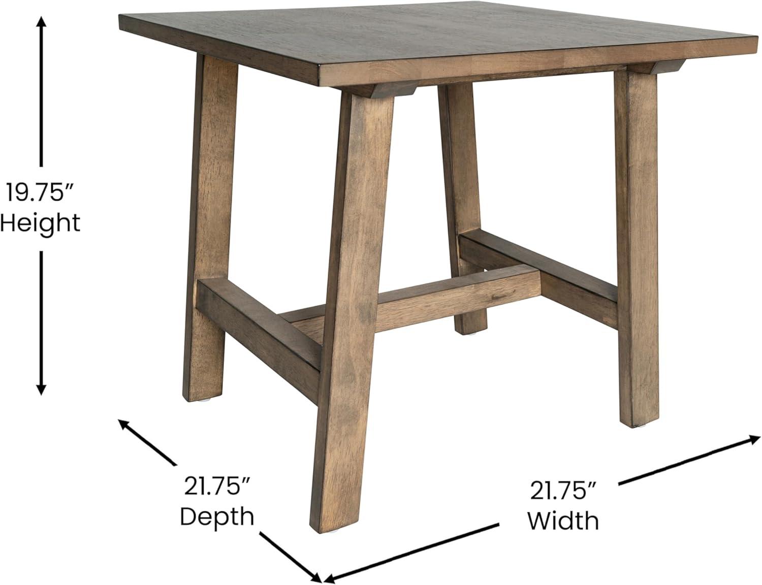 Taylor & Logan Cammie End Table Rustic Brown: Solid Wood, Trestle Base, 19.75" Height