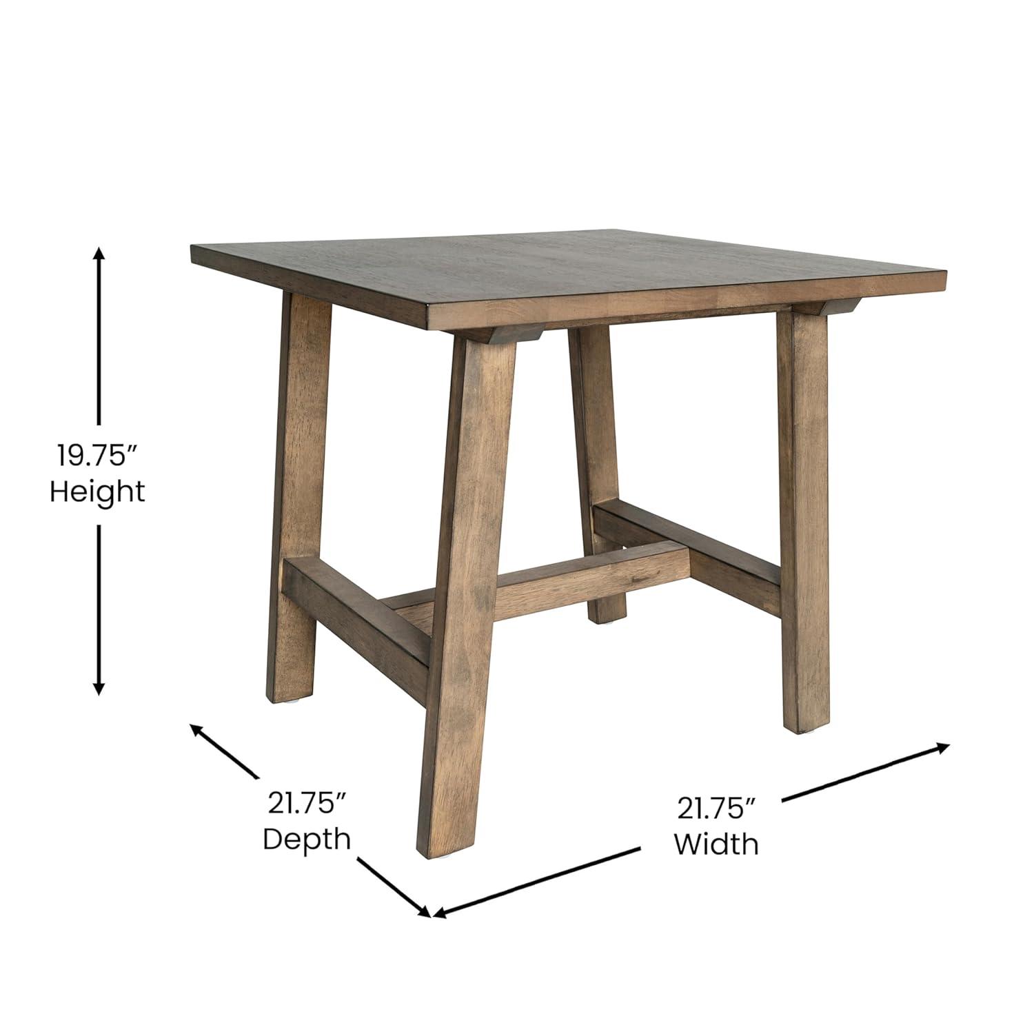 Taylor & Logan Cammie End Table Rustic Brown: Solid Wood, Trestle Base, 19.75" Height