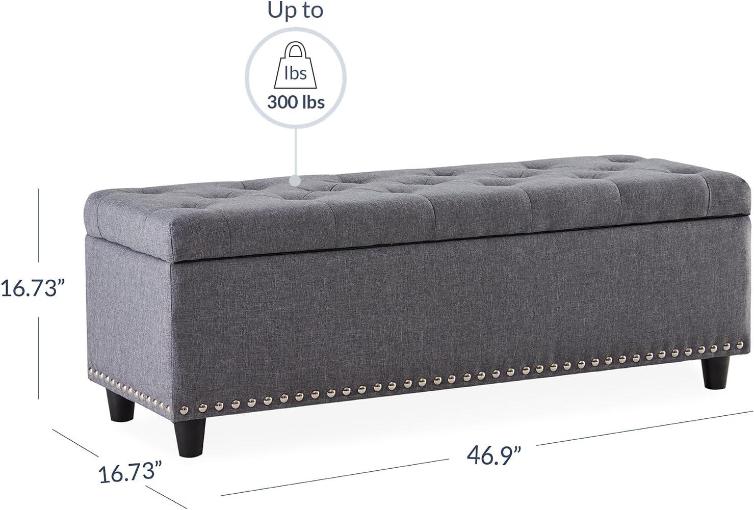 YOSITiuu Modern Luxury Button-Tufted Ottoman Bench Footrest Upholstered Linen Fabric Decor for Living Room, Entryway, or Bedroom with Storage - (Gray)