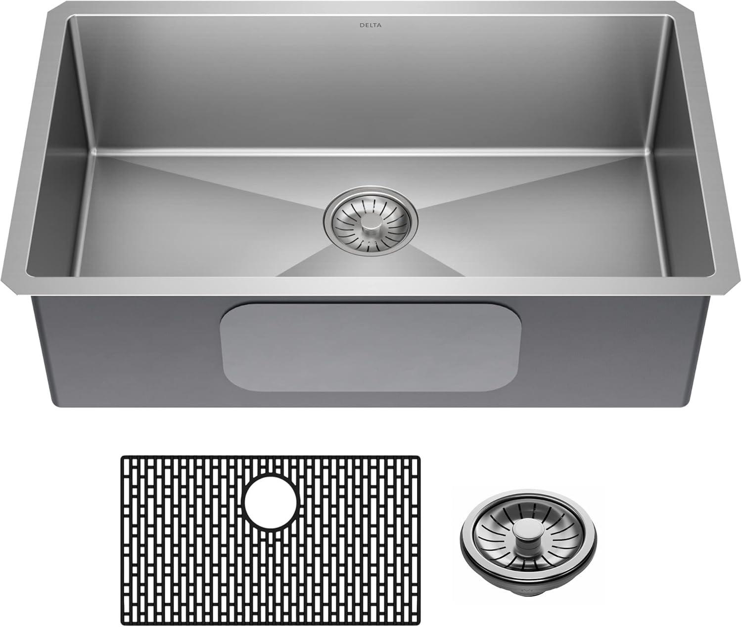 Delta Lenta™ Undermount 16 Gauge Stainless Steel Single Bowl Kitchen Sink with Accessories