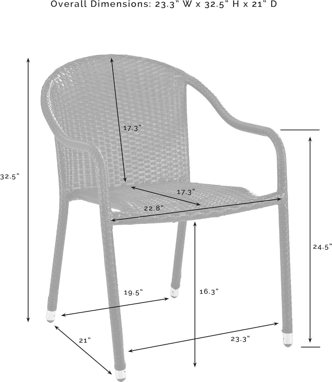 Palm Harbor 4pk Outdoor Wicker Stackable Chairs: Weather-Resistant Steel Frame - Crosley