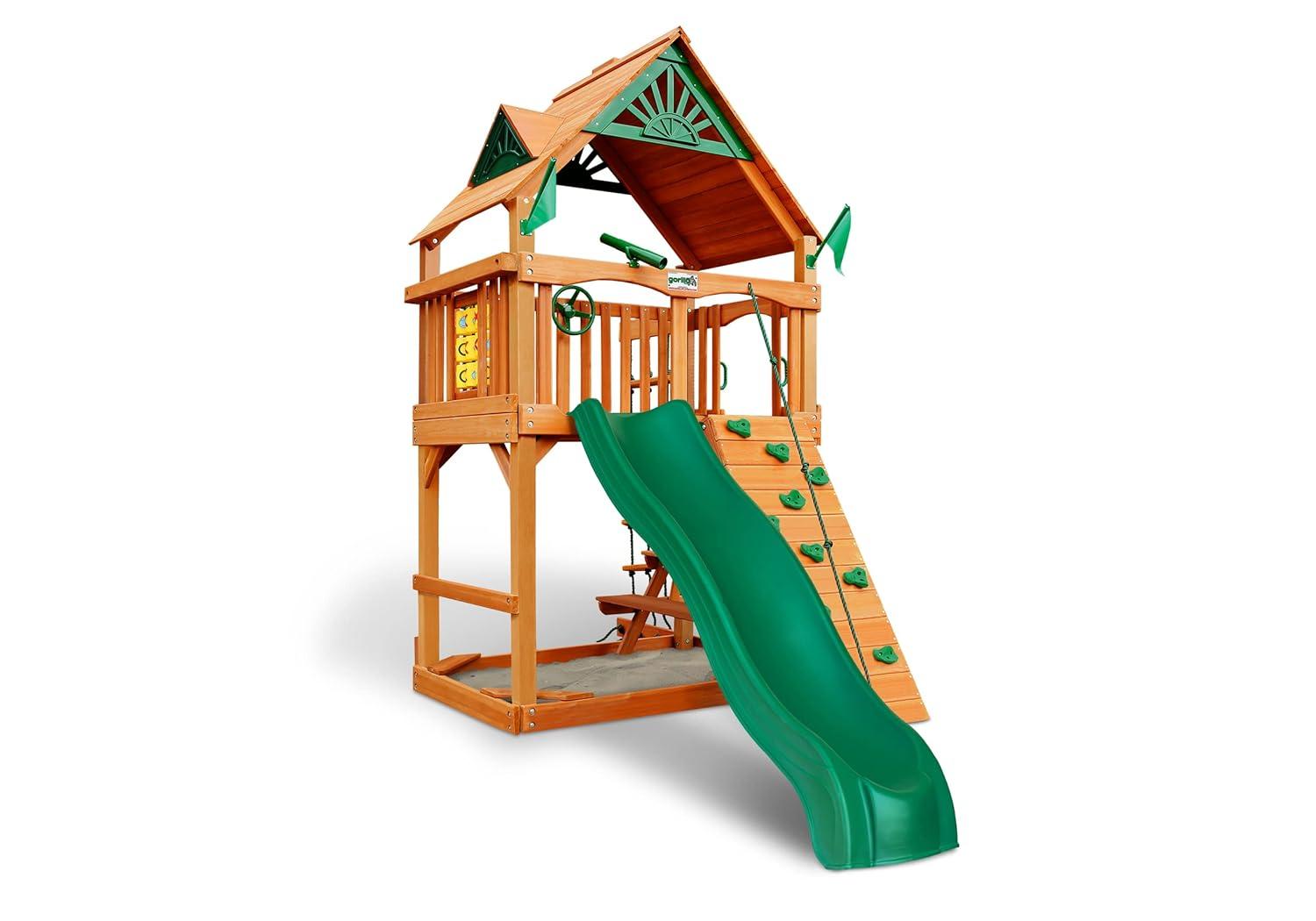 Gorilla Playsets Chateau Tower Swing Set with Wood Roof