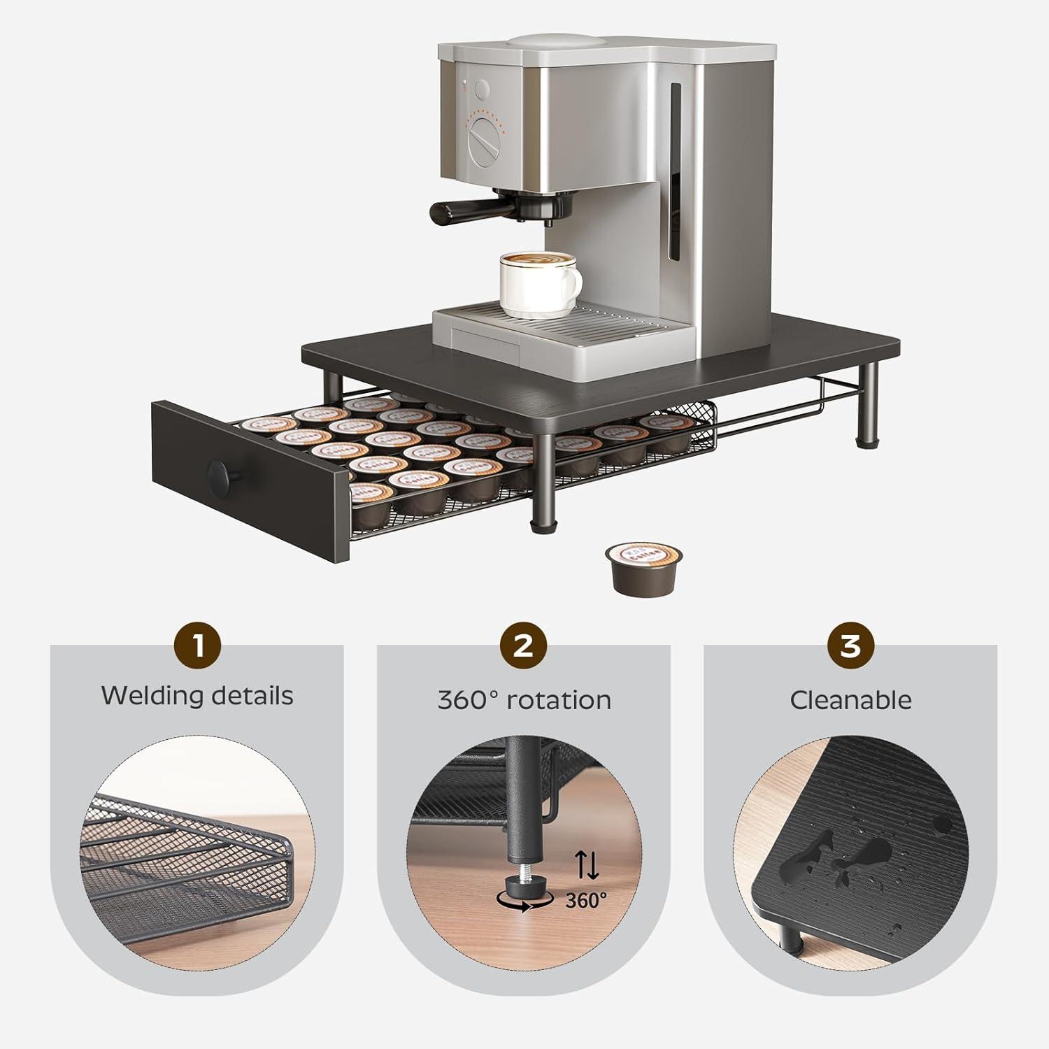 Coffee Pod Drawer Holder, 70 Capacity Coffee Capsule Storage Organizer, 2-Tier Coffee Pod Drawer for K Cup, for Home Kitchen, Greige KH28BG