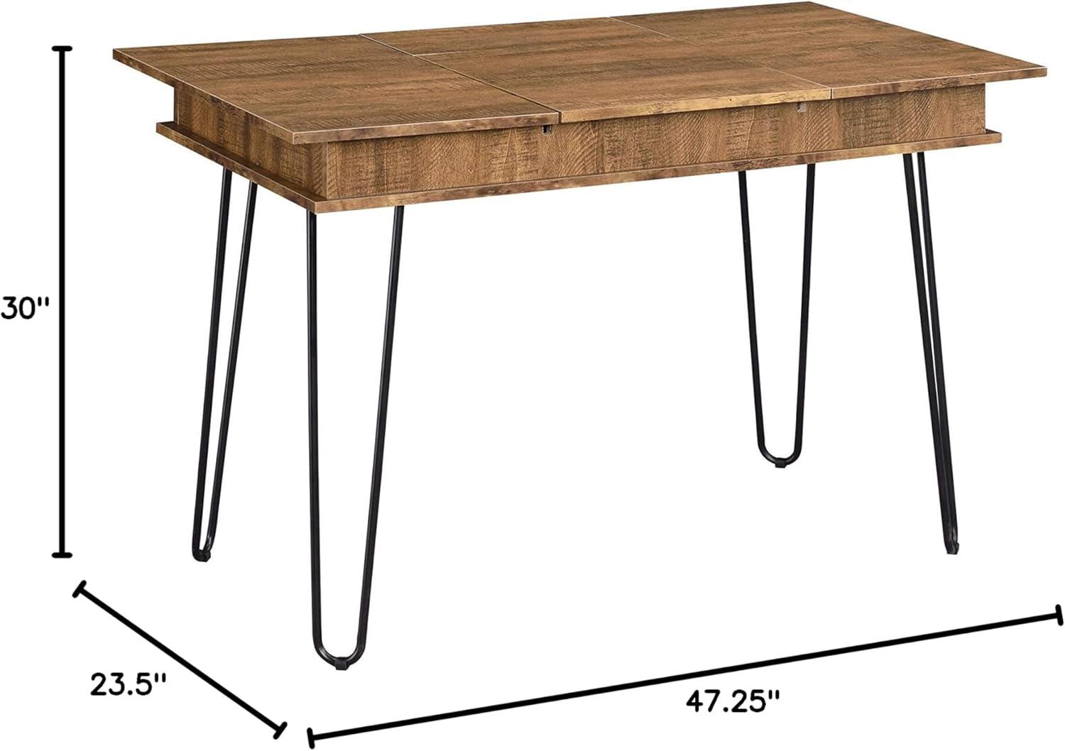 Sheeran Storage Writing Desk with Hairpin Legs Rustic Amber - Coaster: Industrial Style, Enclosed Cabinet, USB Ports
