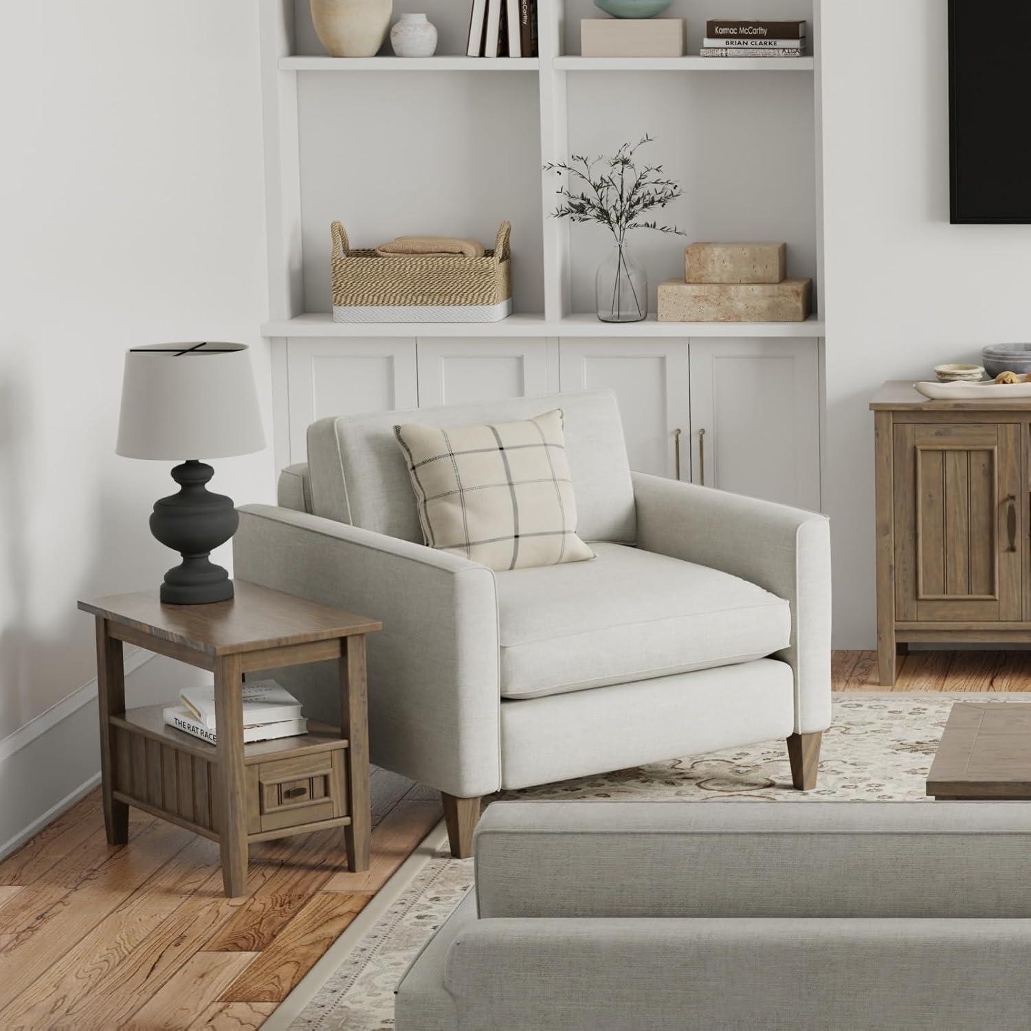 Lev Smoky Brown Solid Wood Narrow End Table with Storage